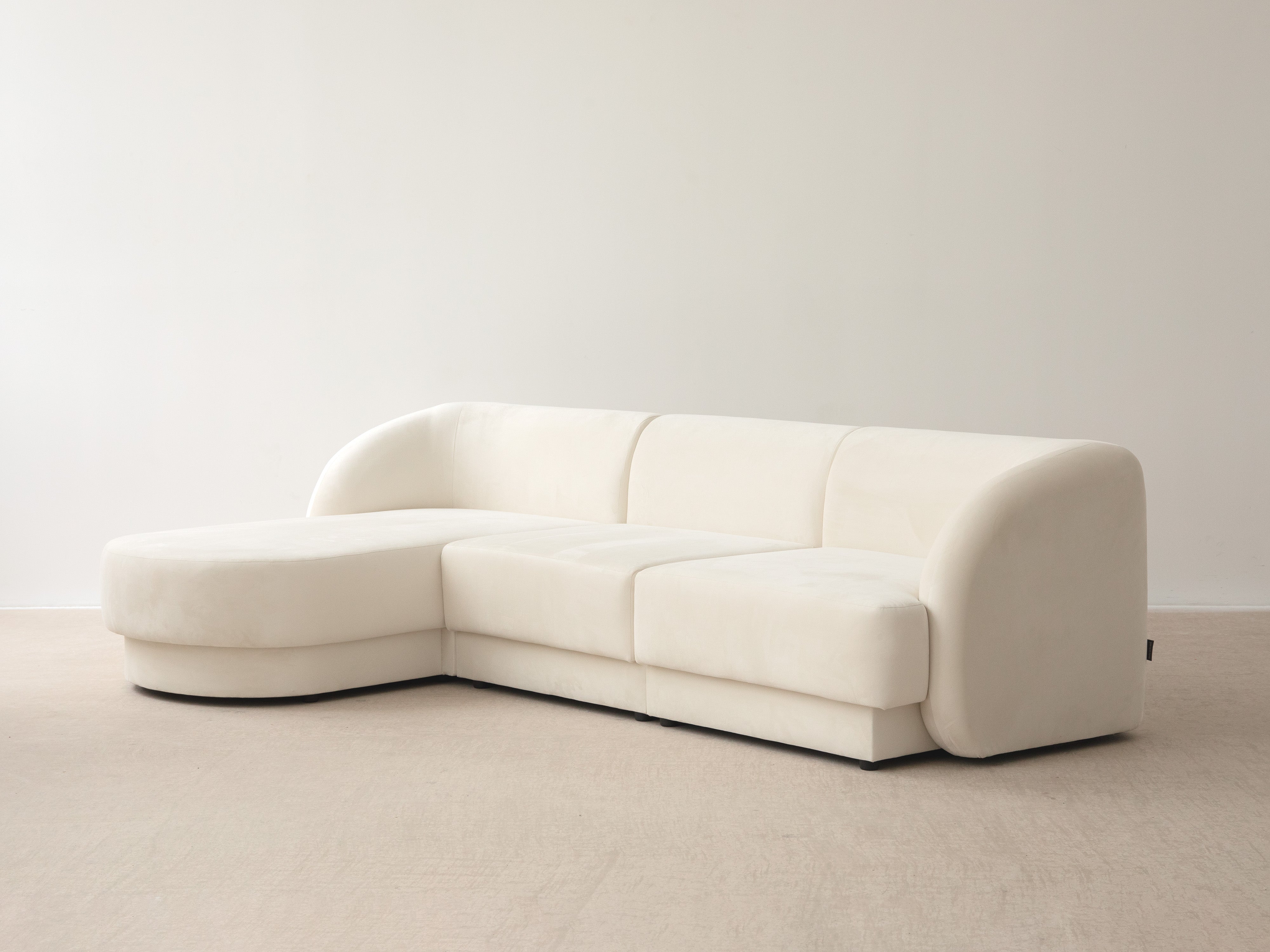 4-sitziger linker Ecksofa MILEY Elfenbein Chenille