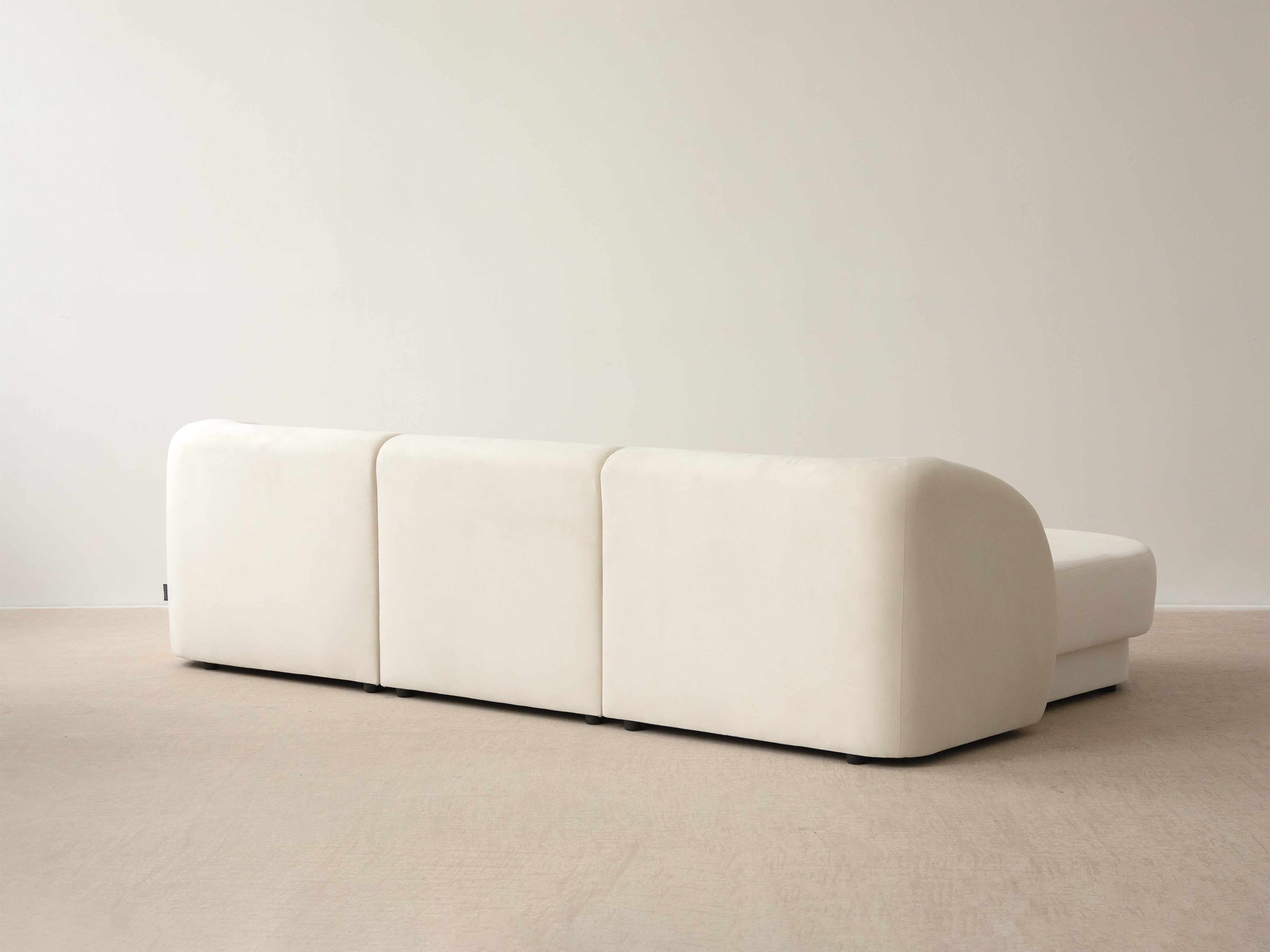 4-sitziger linker Ecksofa MILEY Elfenbein Chenille