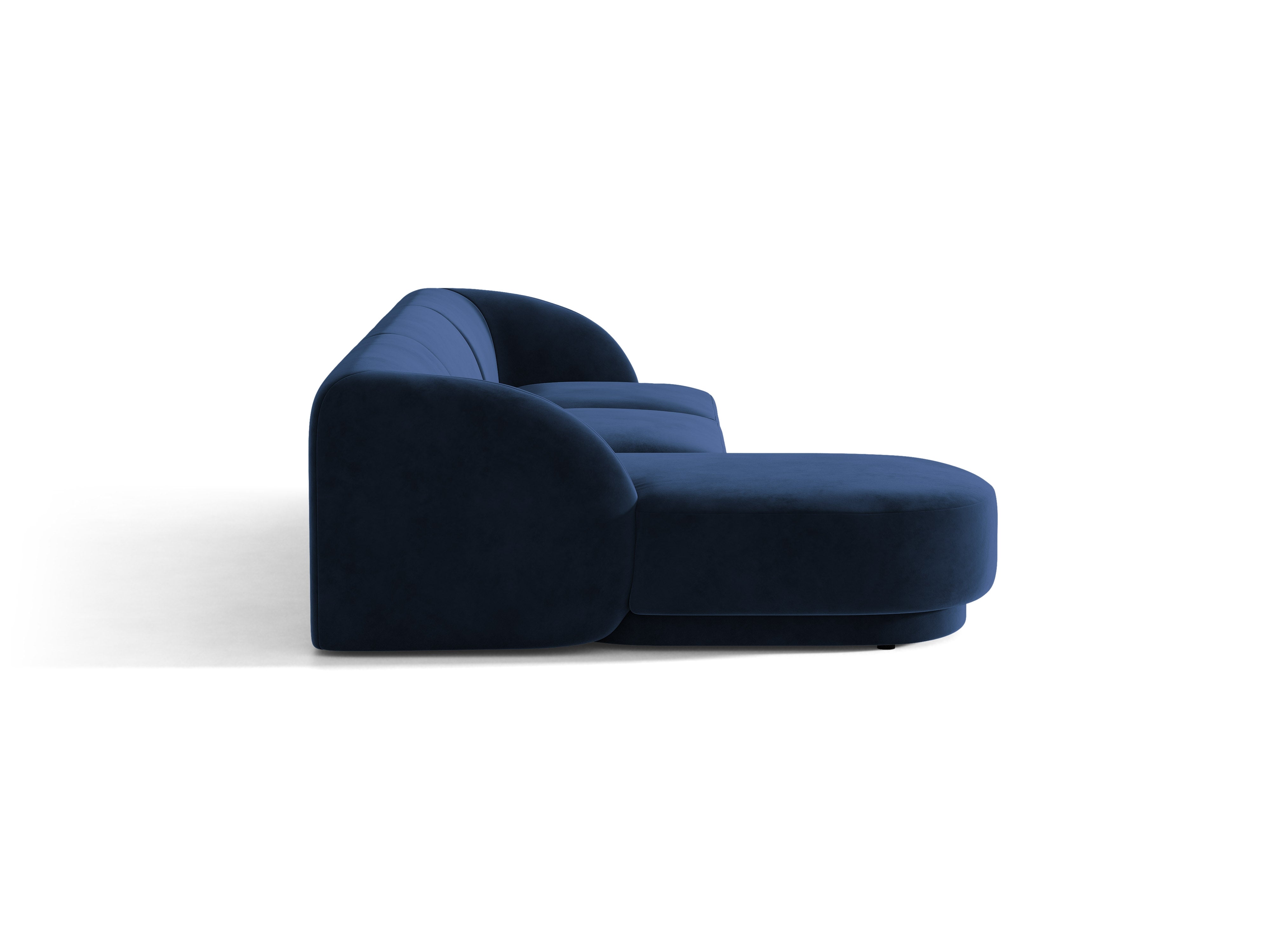 Samt-Ecksofa für 4 Personen links MILEY in Marineblau