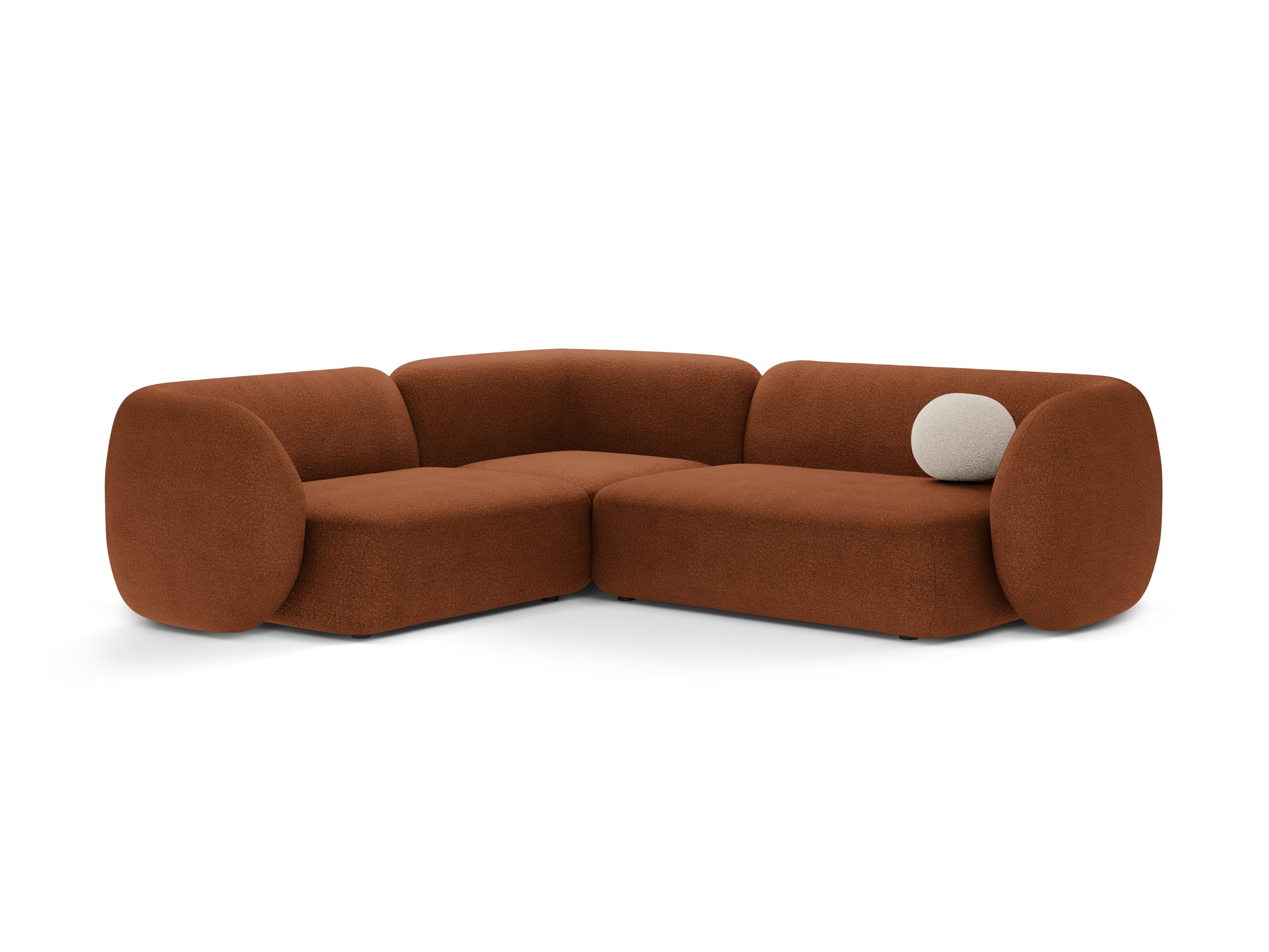 Left-sided corner sofa for 4 people KATE terracotta boucle