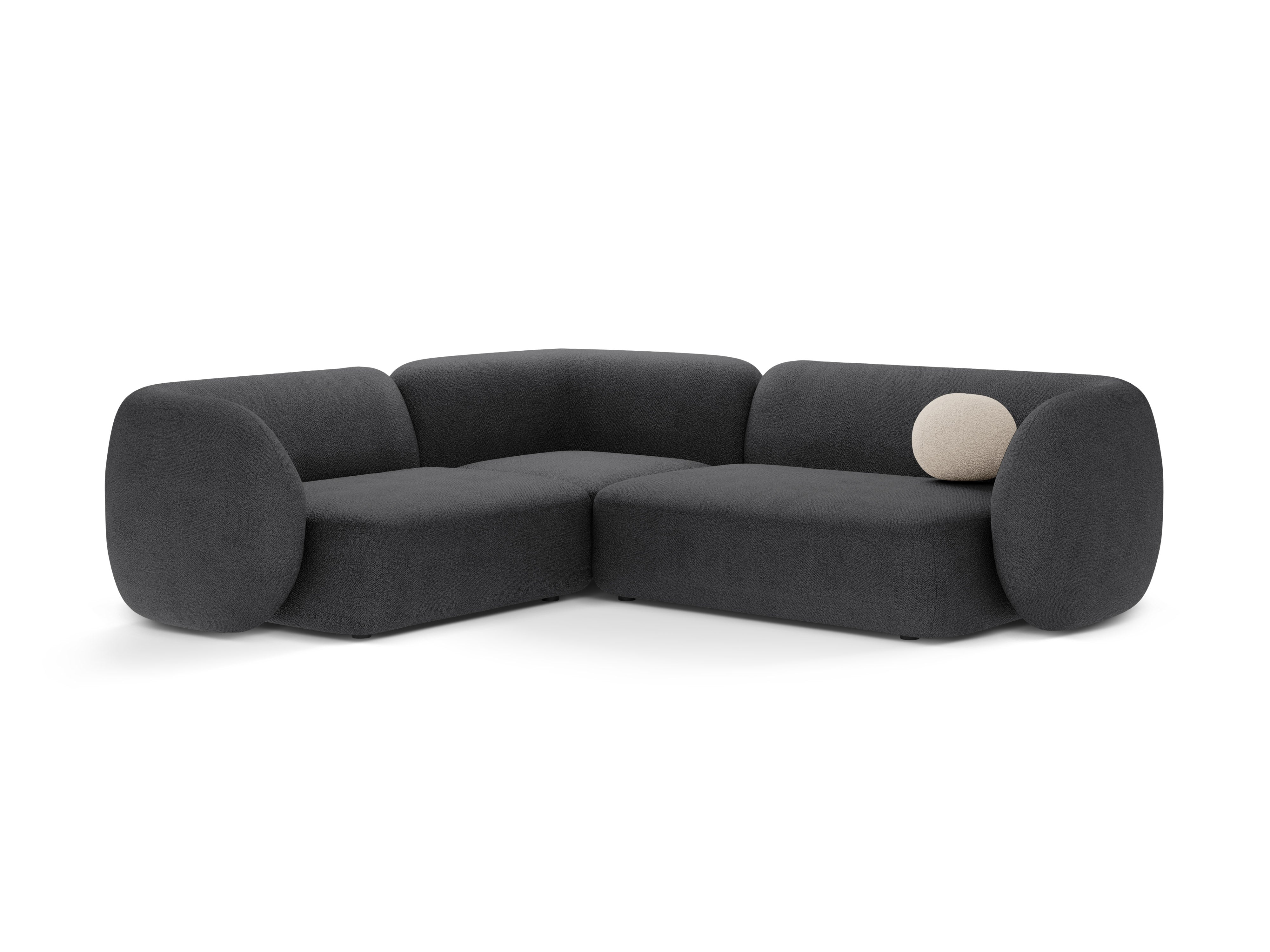 Left-sided corner sofa for 4 people KATE dark gray boucle