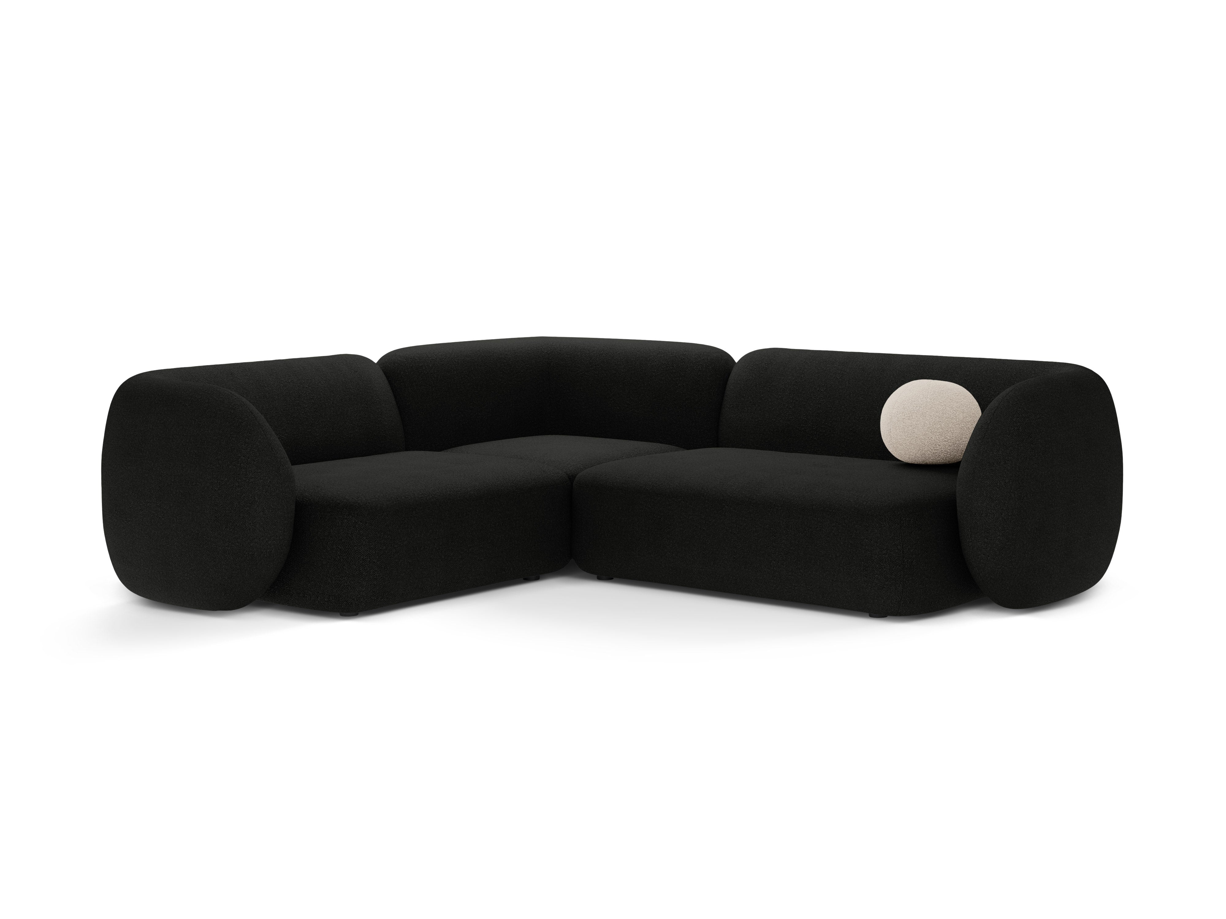 Linksseitige 4-Sitzer-Eckcouch KATE schwarzes Boucle