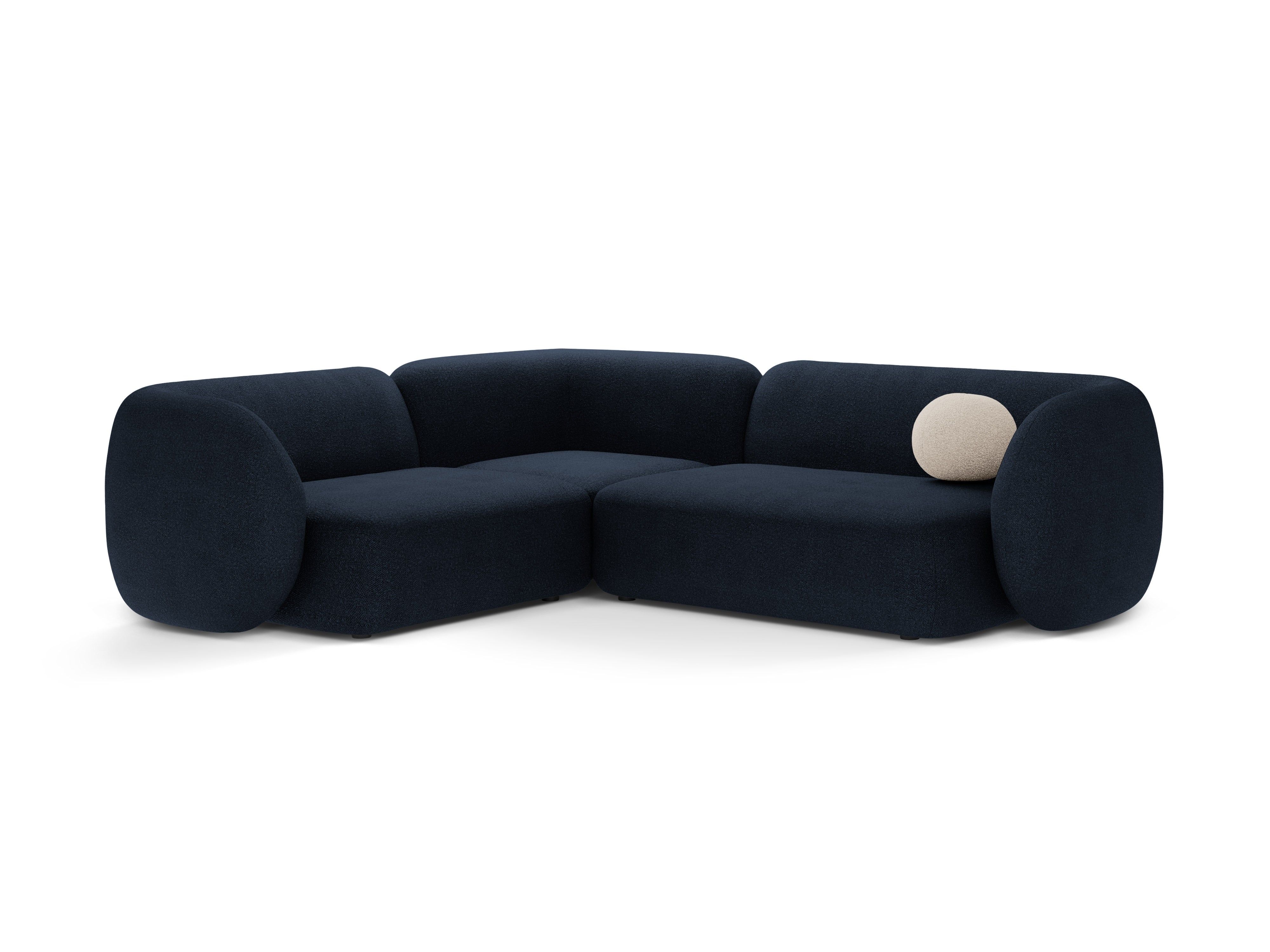 Linksseitiges 4-Sitzer-Sofa KATE in marineblauem Boucle