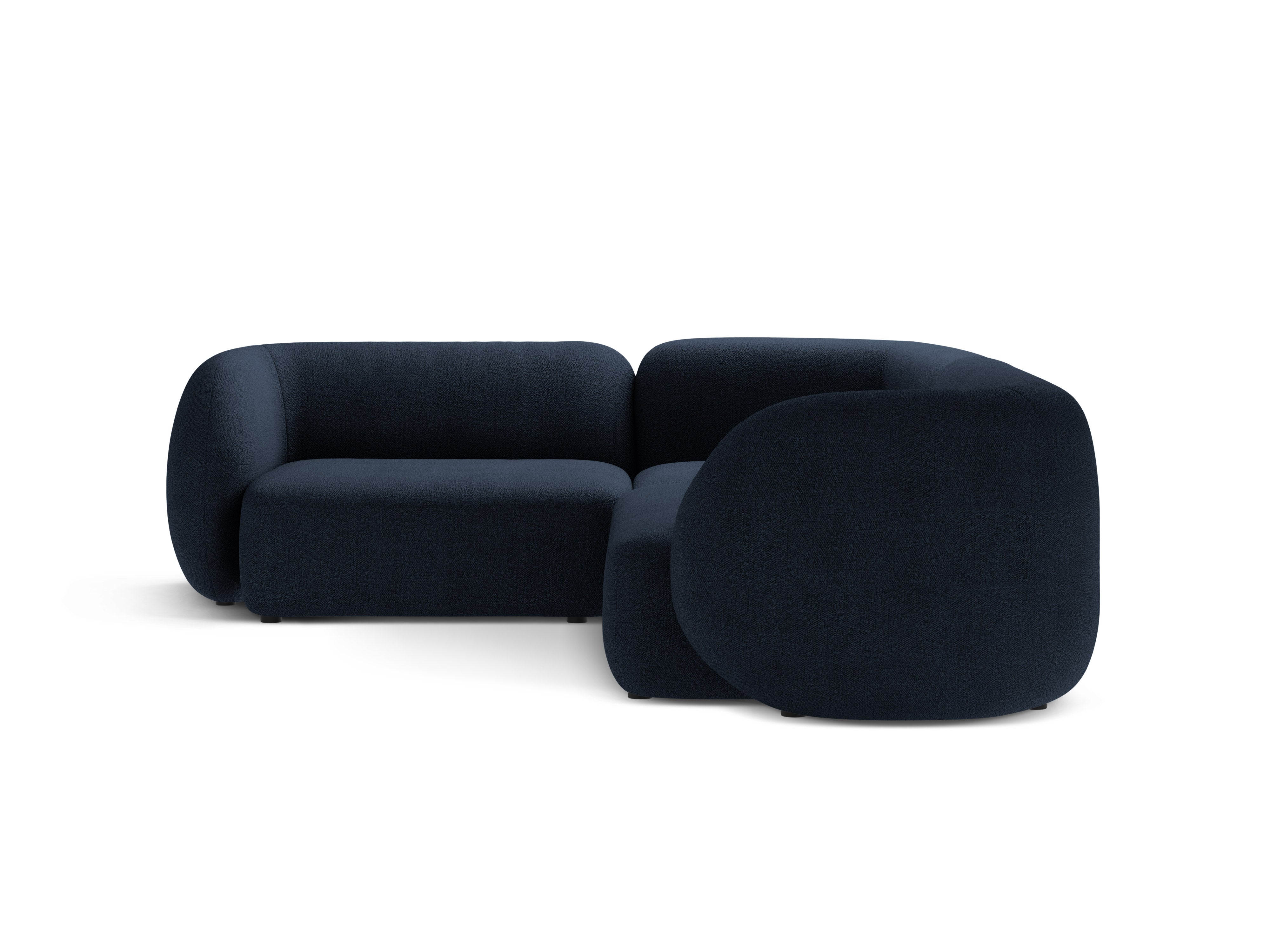 Linksseitiges 4-Sitzer-Sofa KATE in marineblauem Boucle