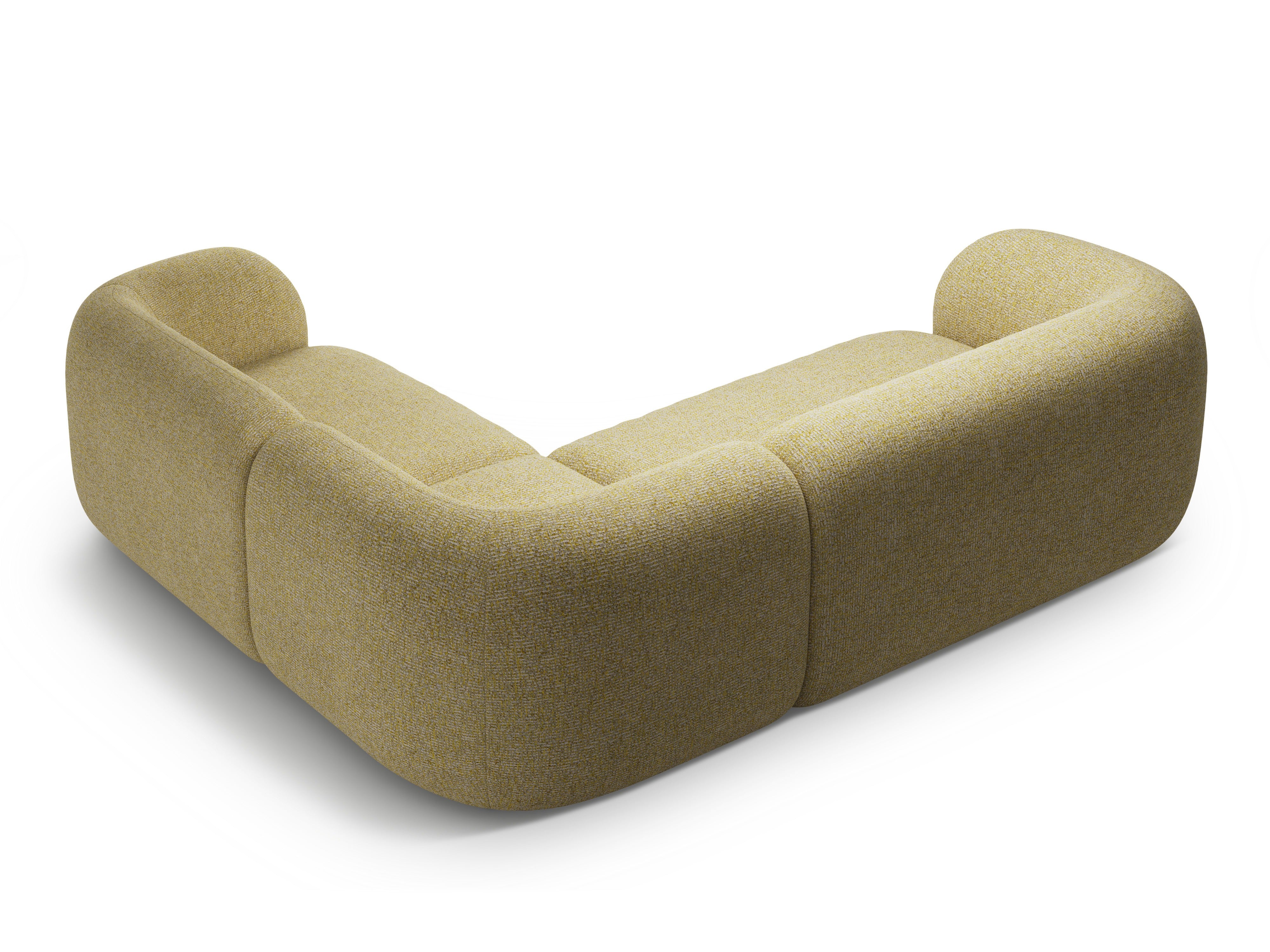 Right-facing 4-seater corner sofa KATE yellow mélange [Monika]