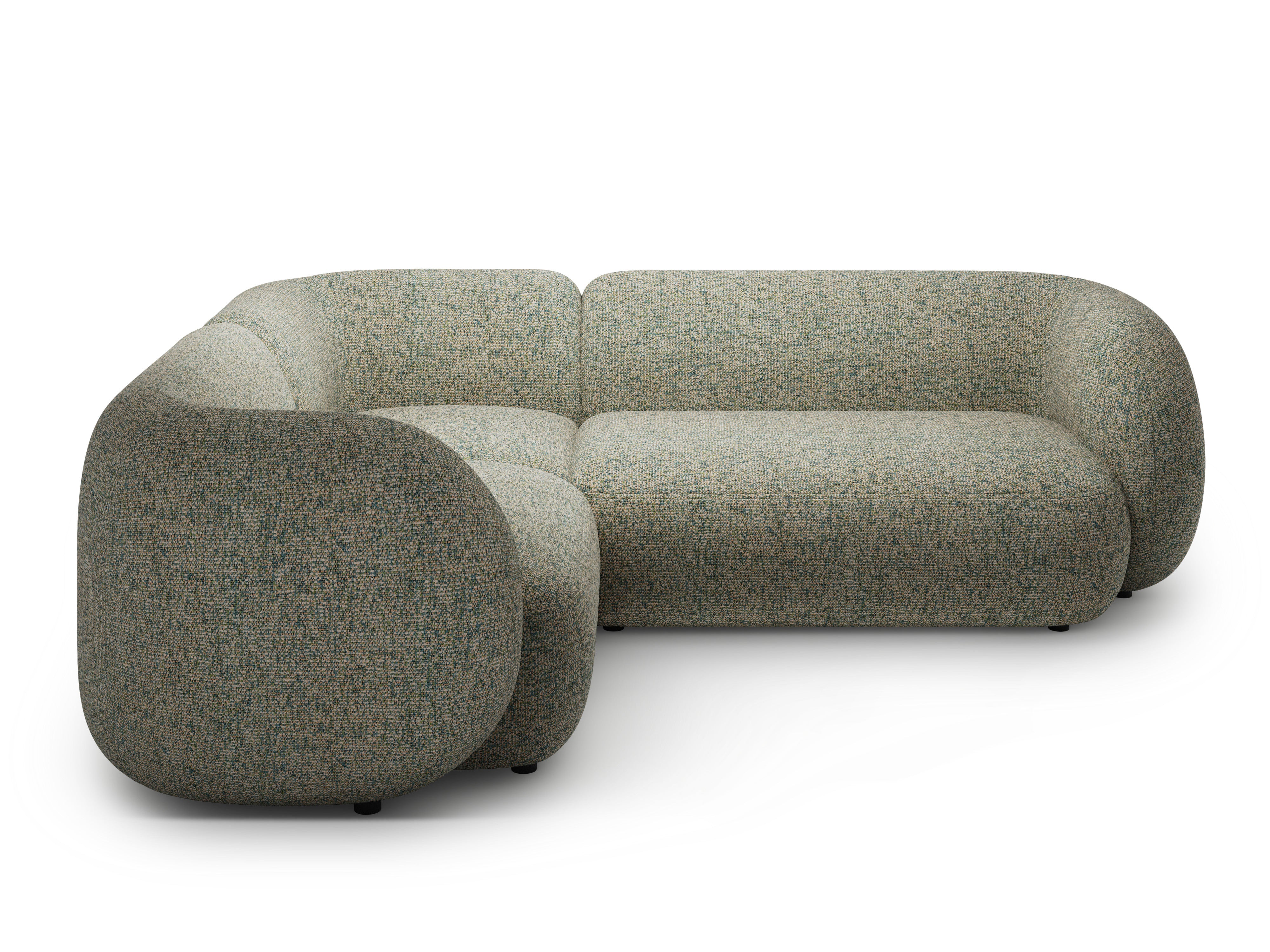 Linksseitiges 4-Sitzer-Sofa KATE hellgrüner Melange
