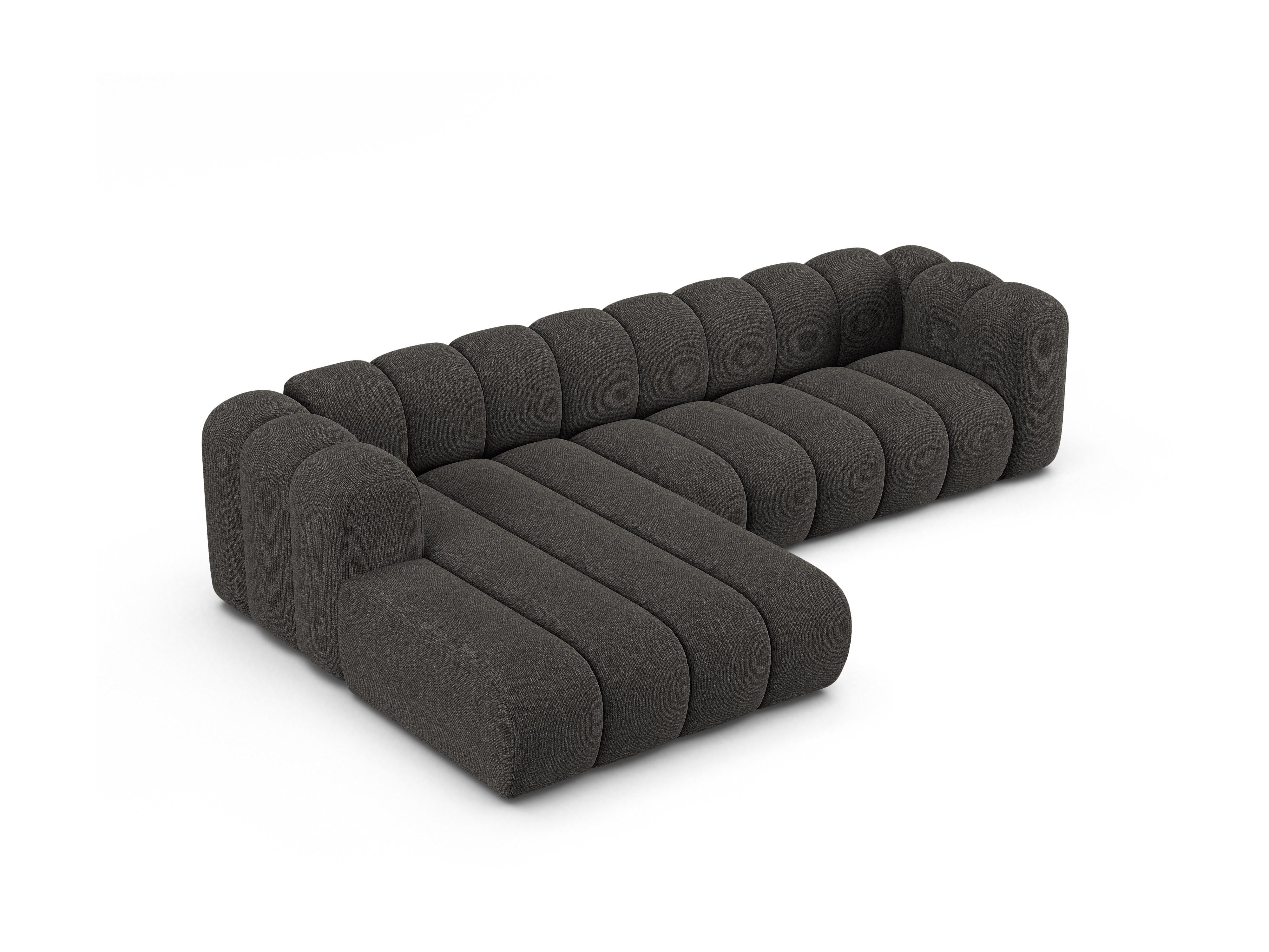 4-seater left-facing corner sofa LUPINE gray chenille