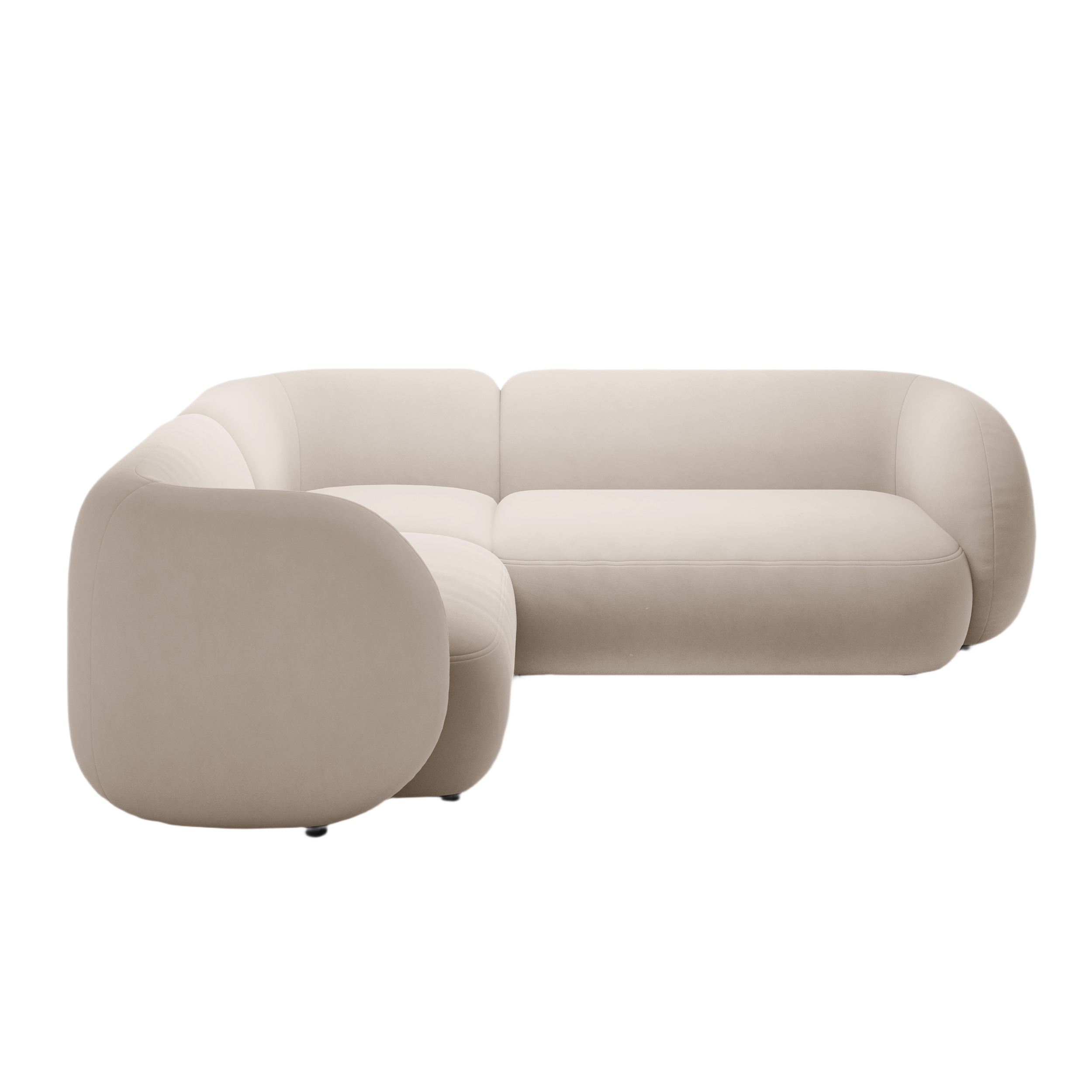 Samt-Ecksofa linksseitig für 4 Personen KATE beige
