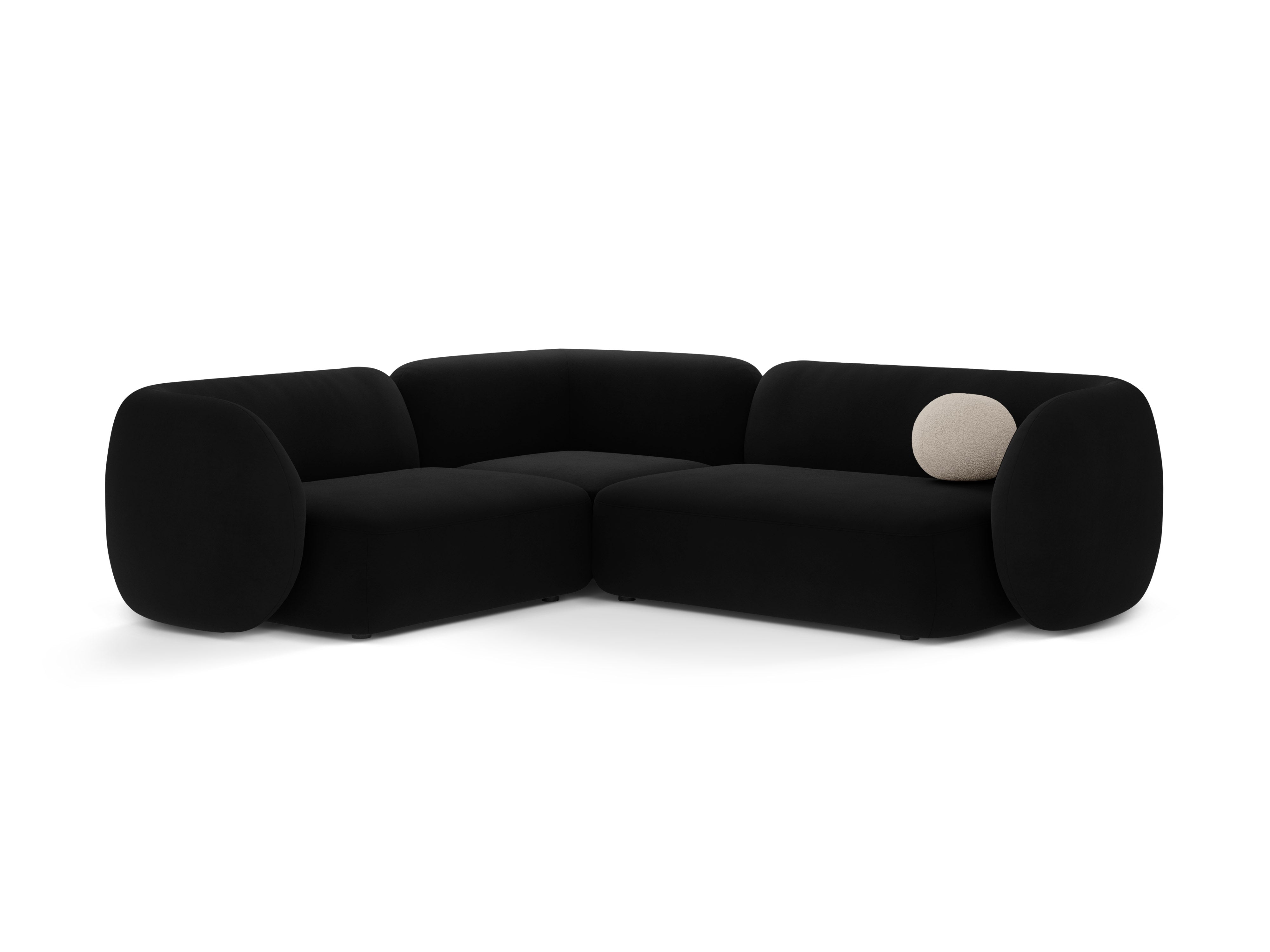 Samt-Ecksofa für 4 Personen KATE linksseitig schwarz