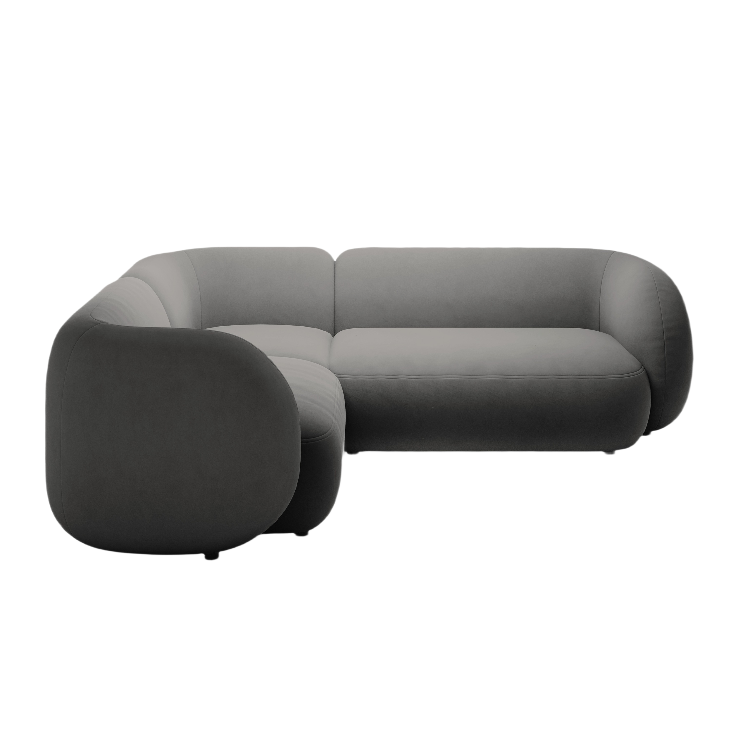 Samt-Ecksofa linksseitig für 4 Personen KATE dunkelgrau