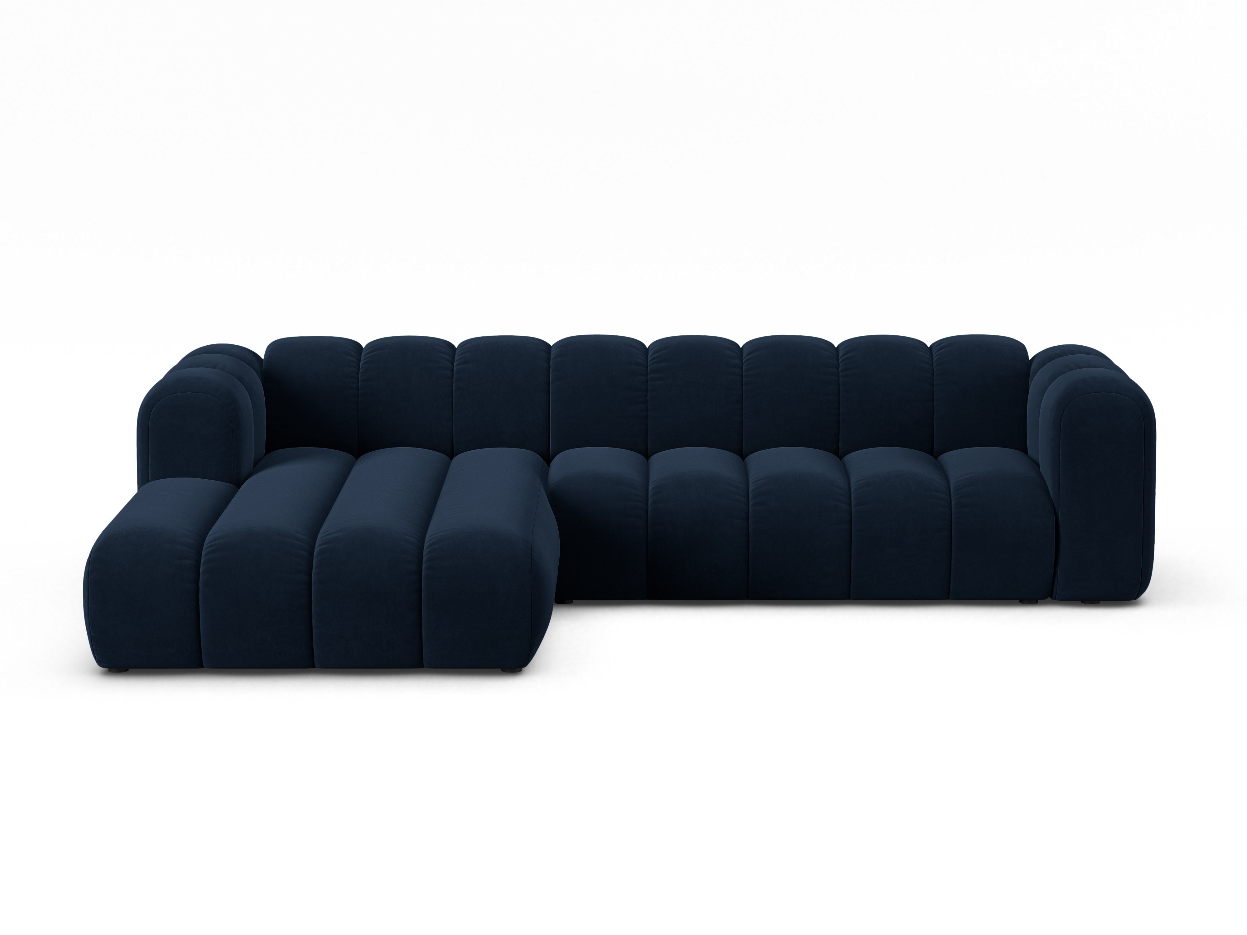 Samt-Ecksofa für 4 Personen links LUPINE marineblau