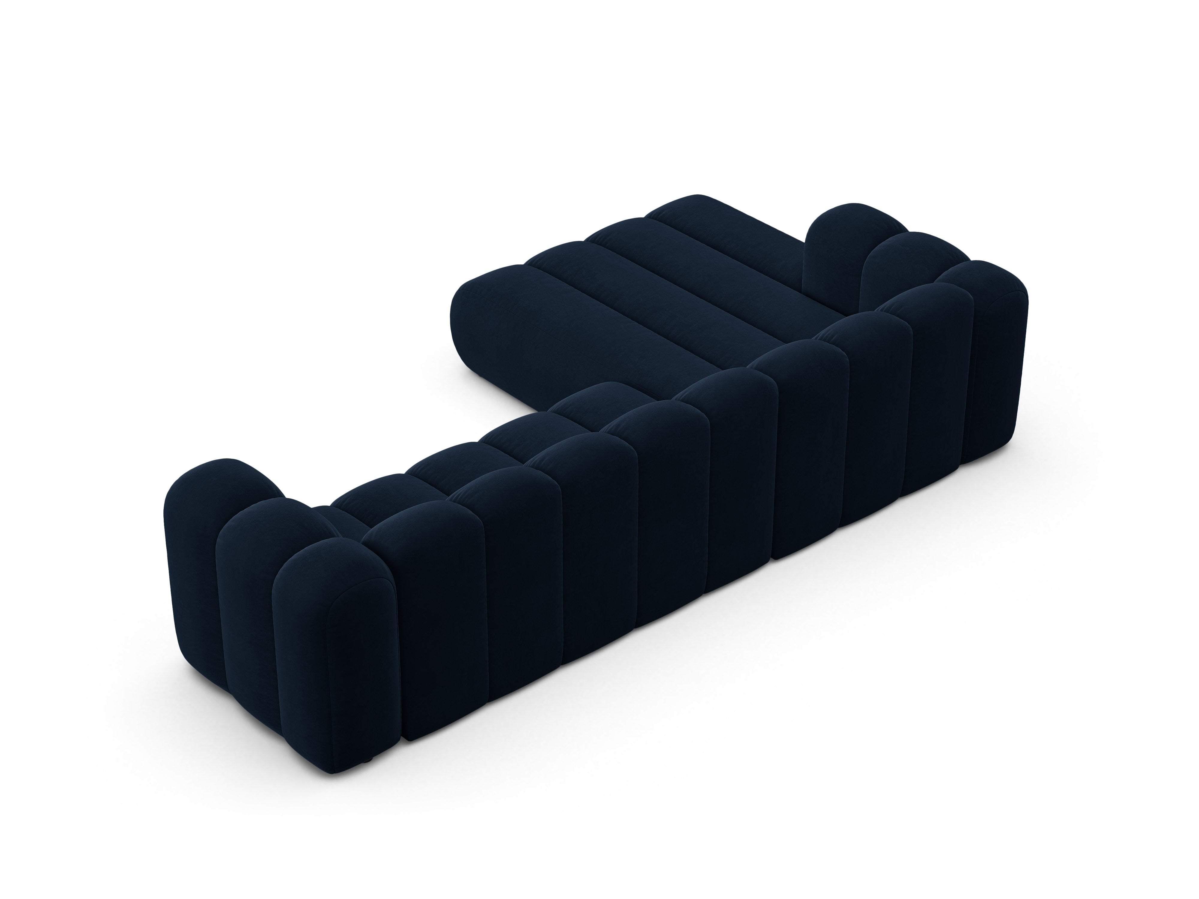 Samt-Ecksofa für 4 Personen links LUPINE marineblau