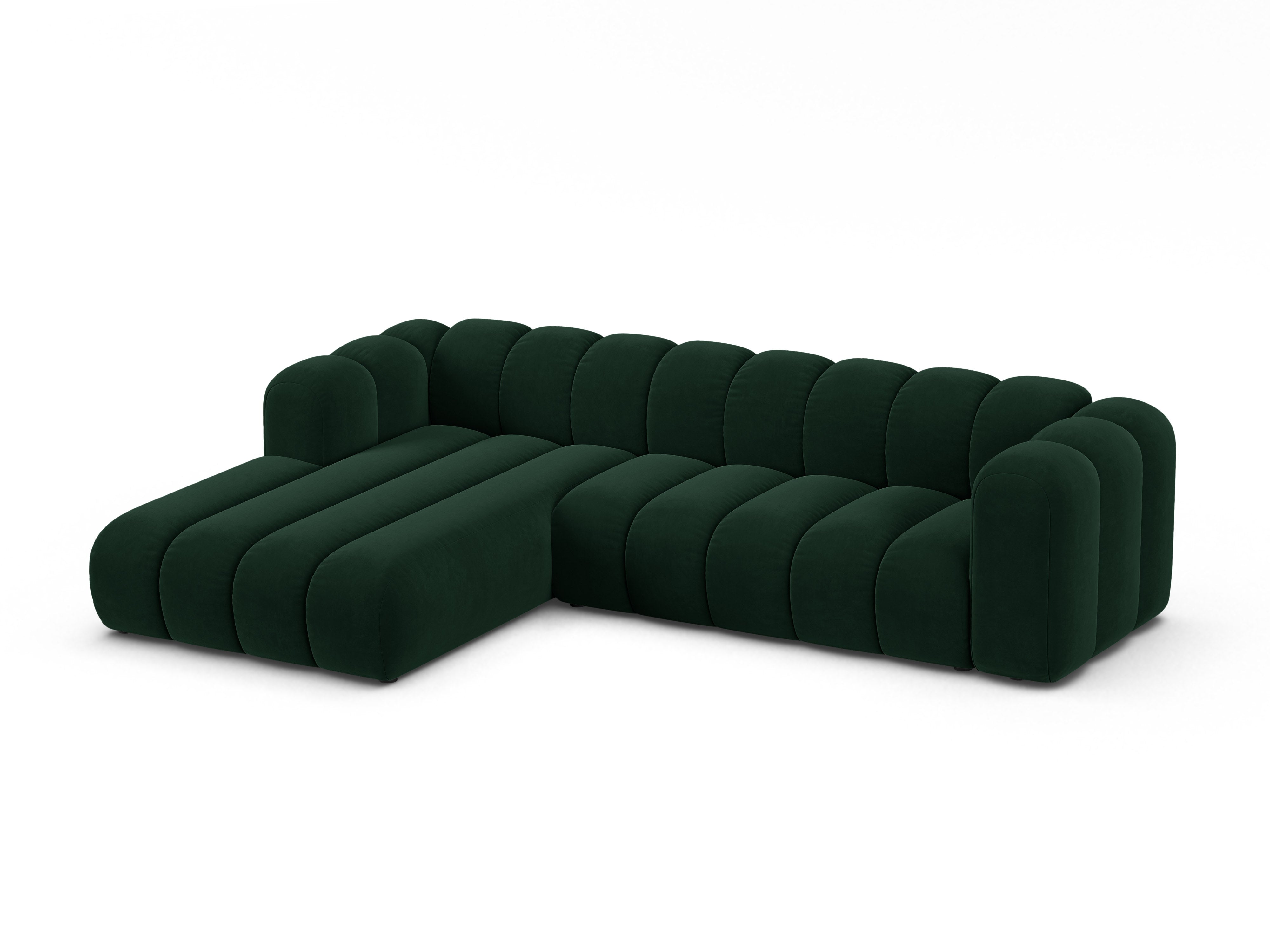 Samt-Ecksofa für 4 Personen links LUPINE flaschengrün