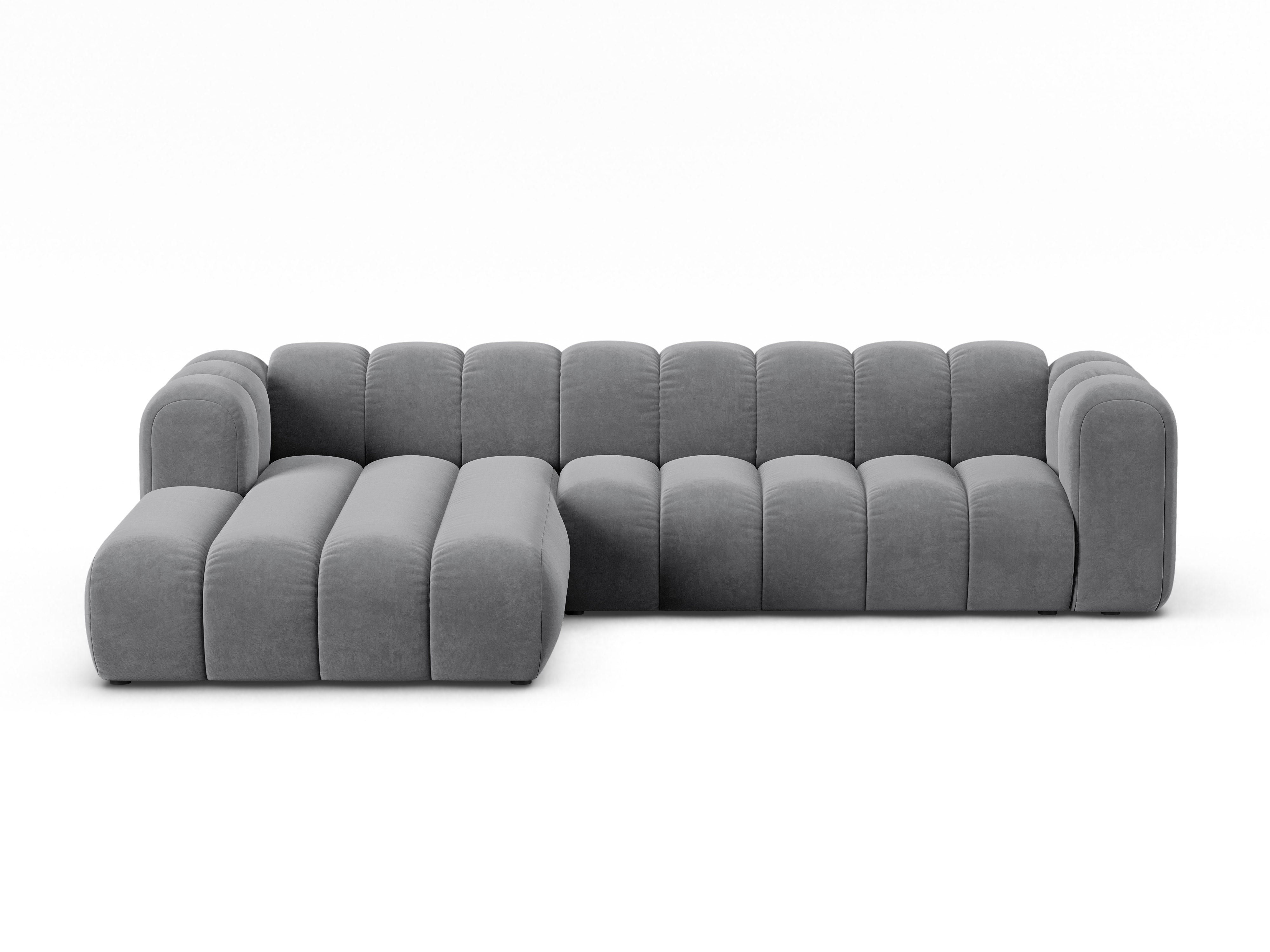 Samt-Ecksofa für 4 Personen links LUPINE grau