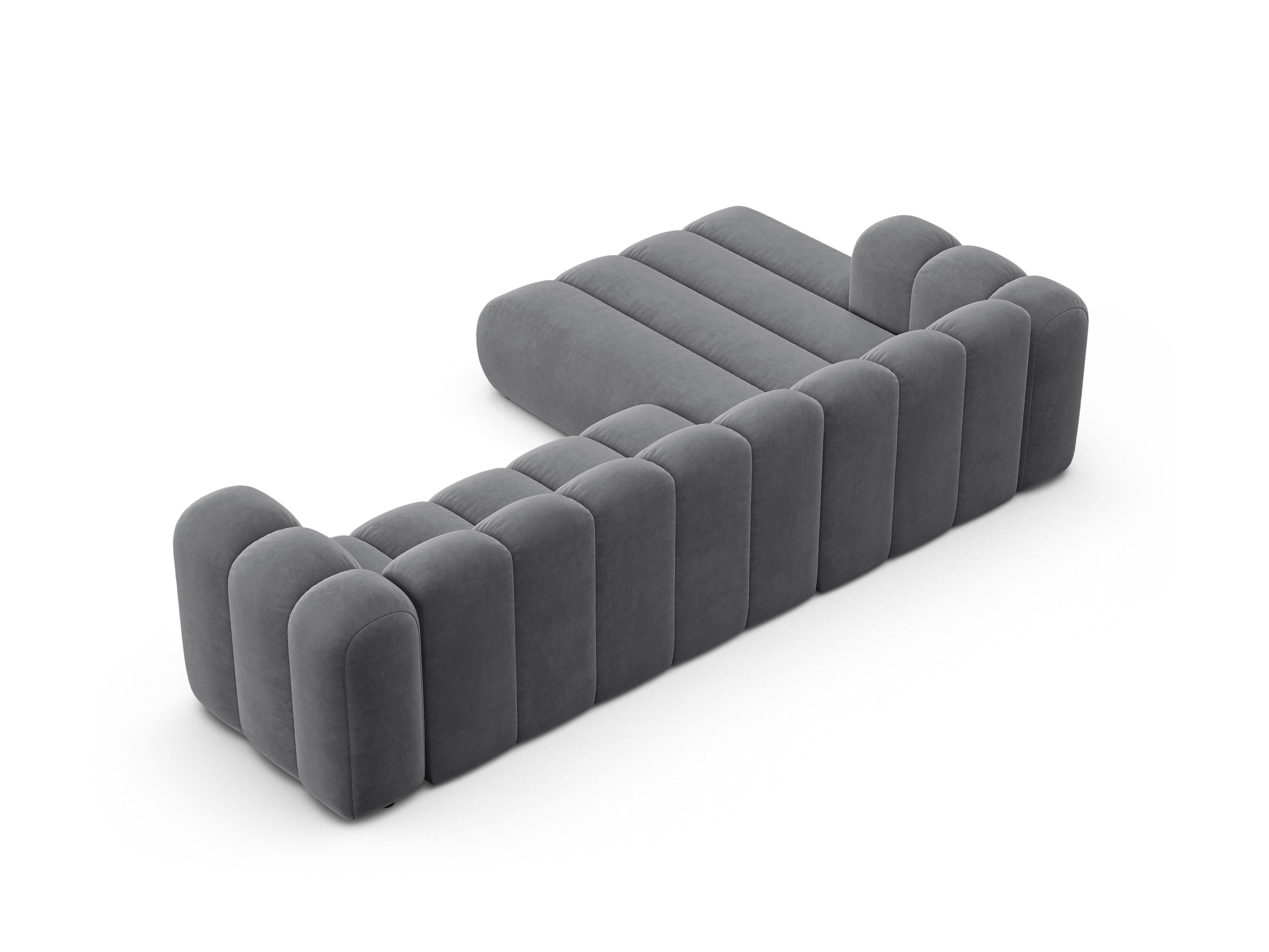 Samt-Ecksofa für 4 Personen links LUPINE grau