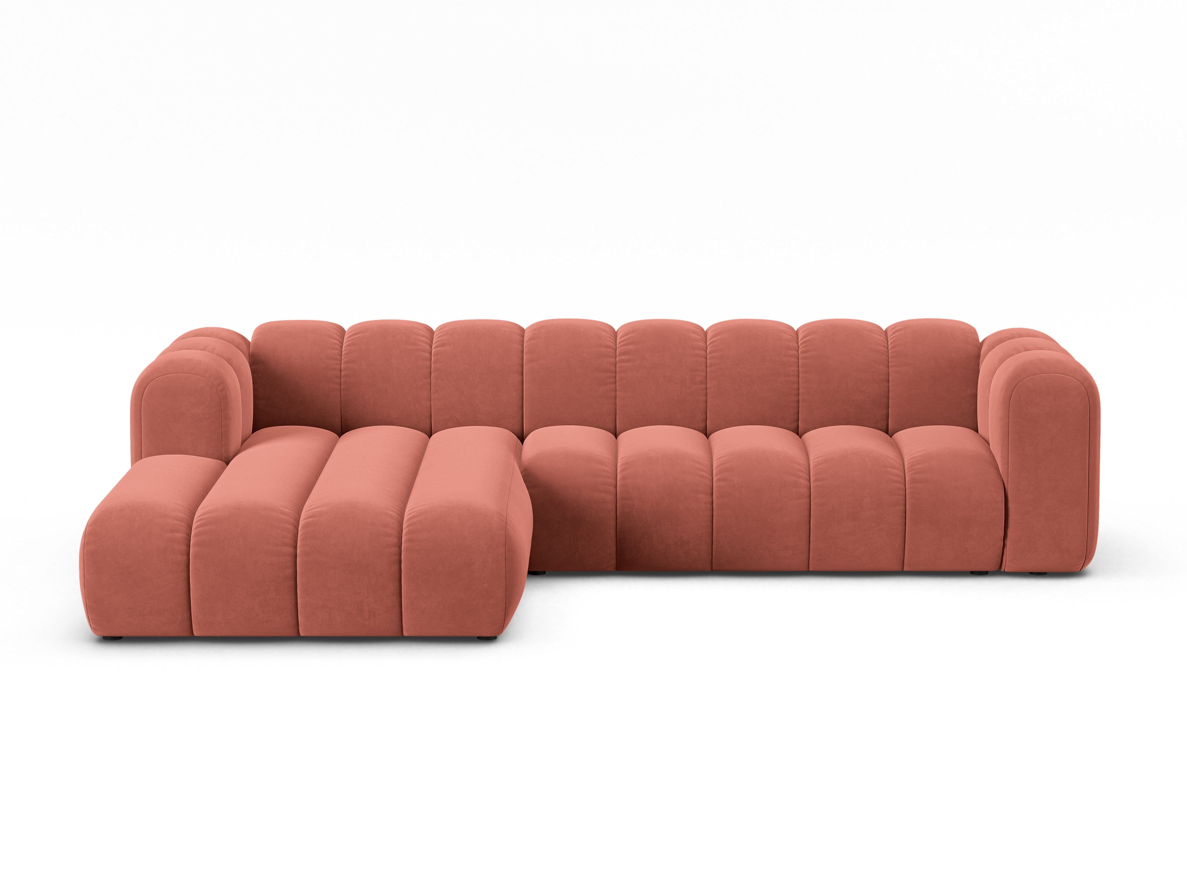 Samt-Ecksofa für 4 Personen links LUPINE koralle