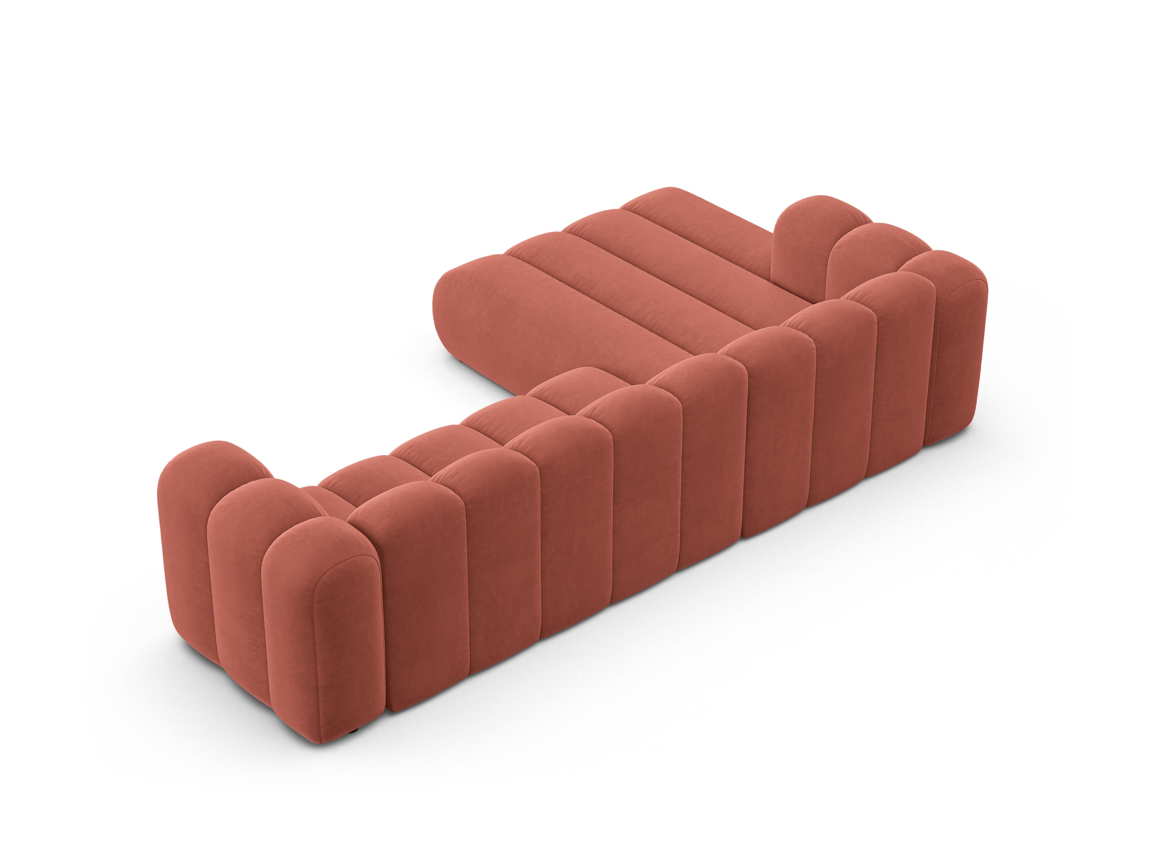 Samt-Ecksofa für 4 Personen links LUPINE koralle