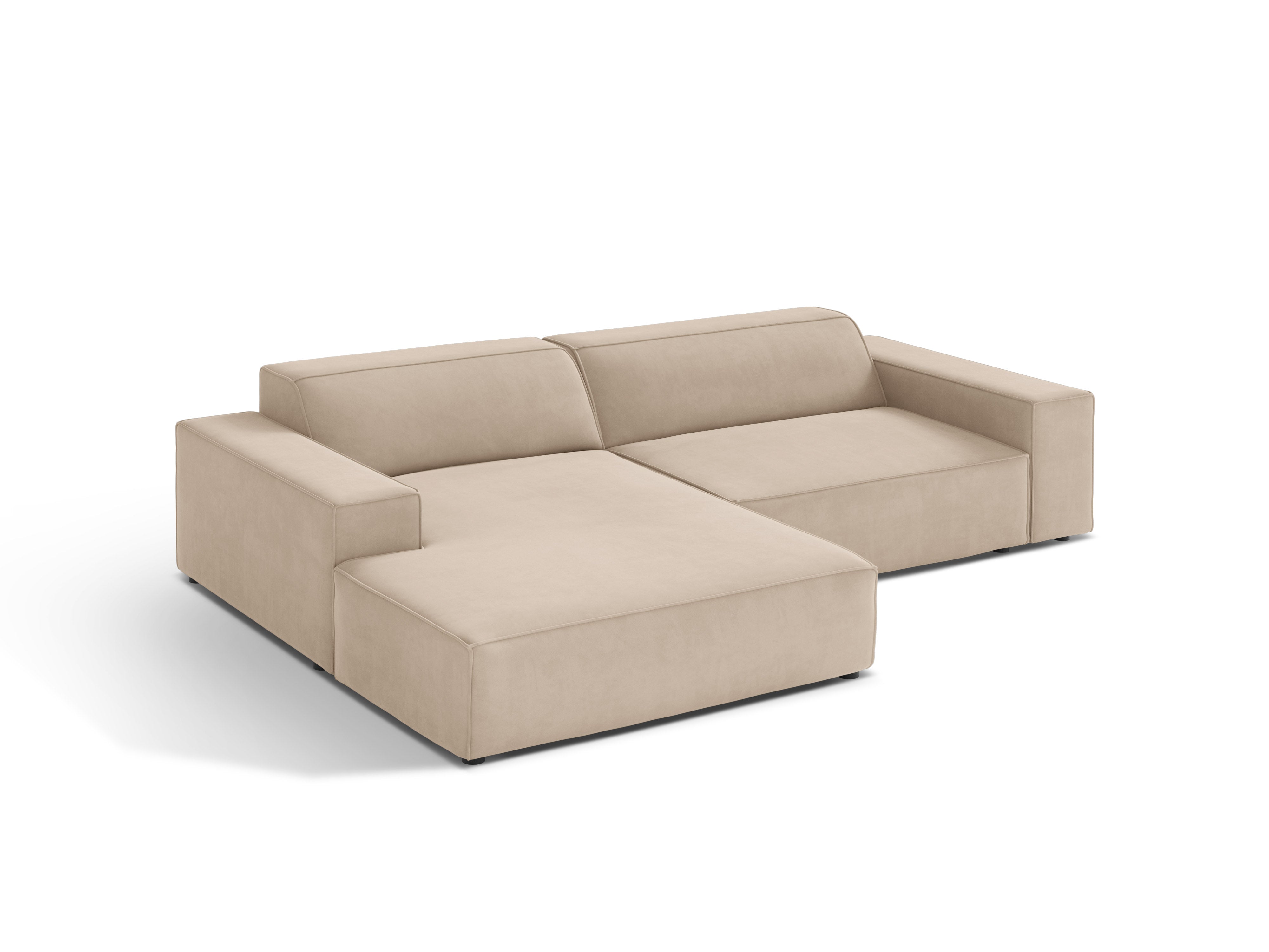 Linksseitige 3-Sitzer-Eckcouch JODIE in beigem Velours