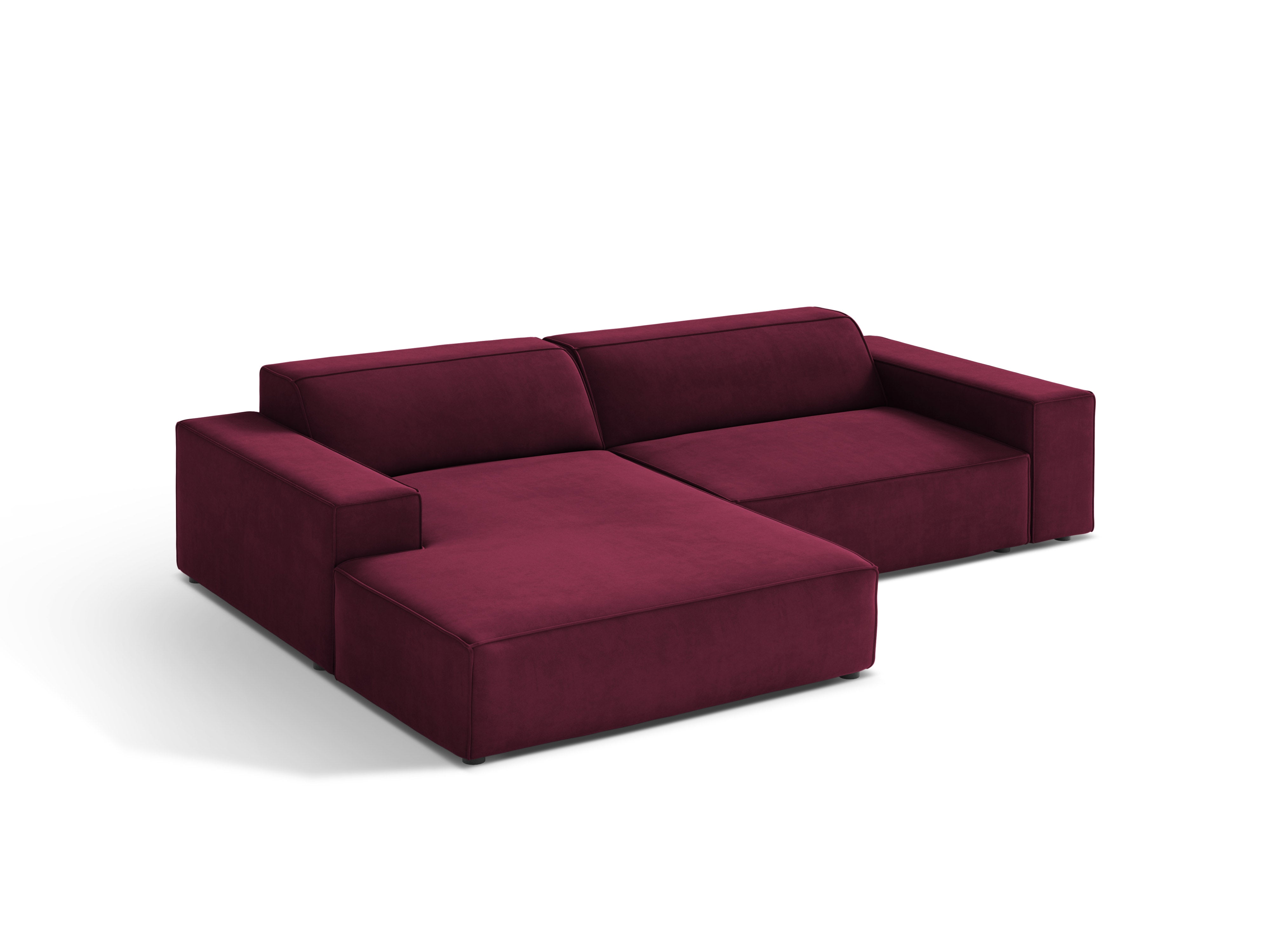 3-sitziger linksseitiger Ecksofa JODIE in burgunderfarbenem Samt