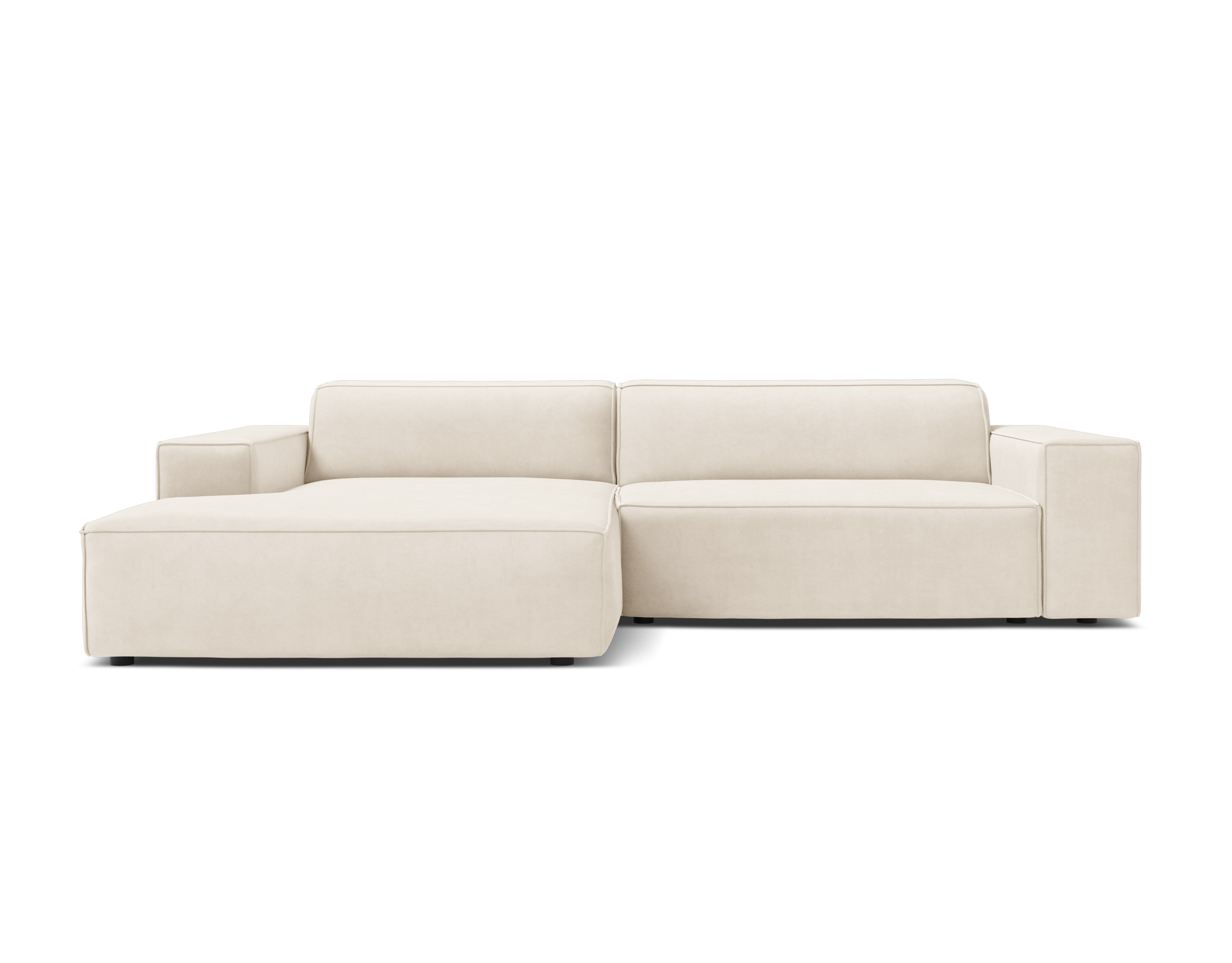 Samt-Ecksofa links, 3-Sitzer JODIE in hellbeige