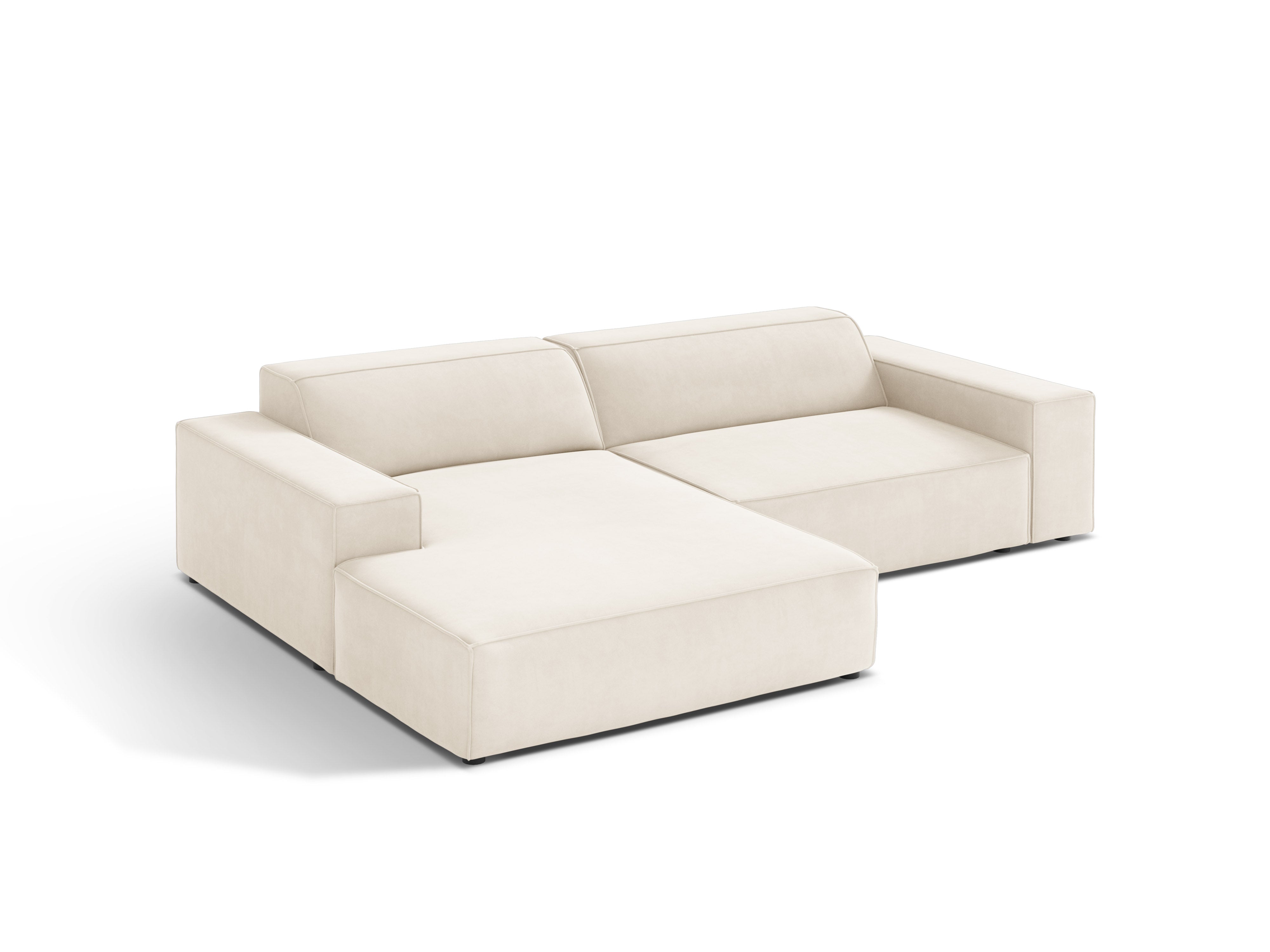 Samt-Ecksofa links, 3-Sitzer JODIE in hellbeige