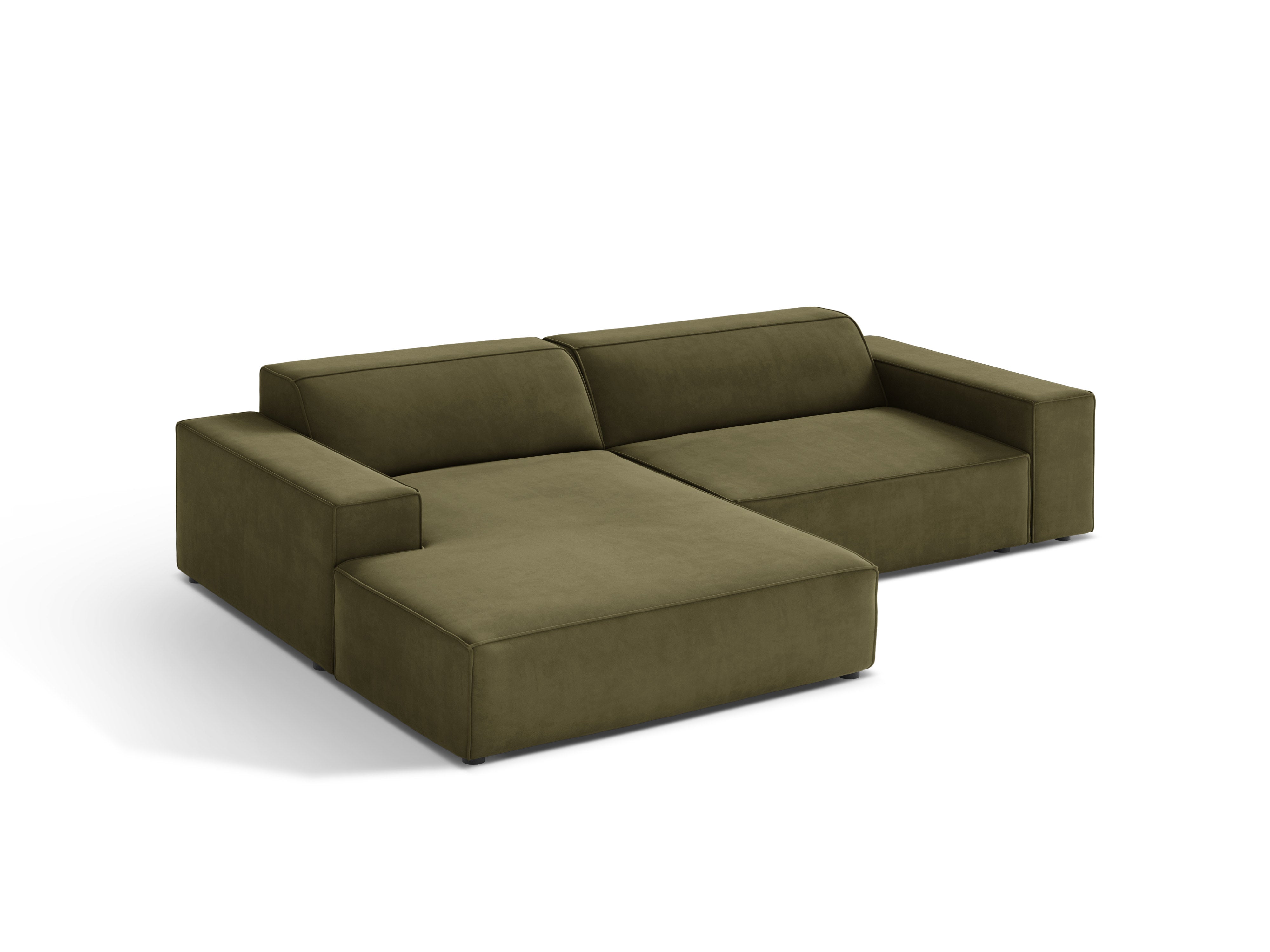 Samt-Ecksofa links 3-sitzig JODIE grün