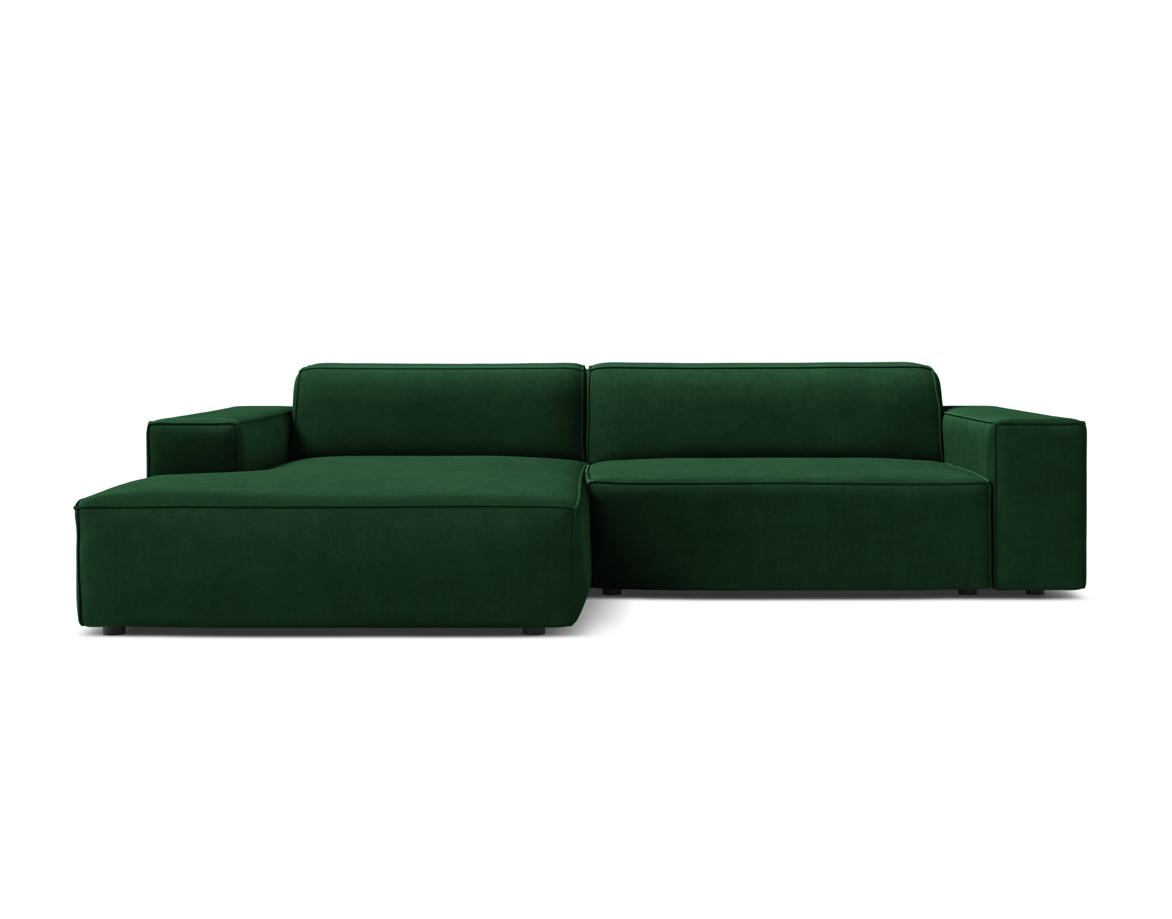 Samt-Ecksofa links 3-sitzig JODIE in Flaschengrün