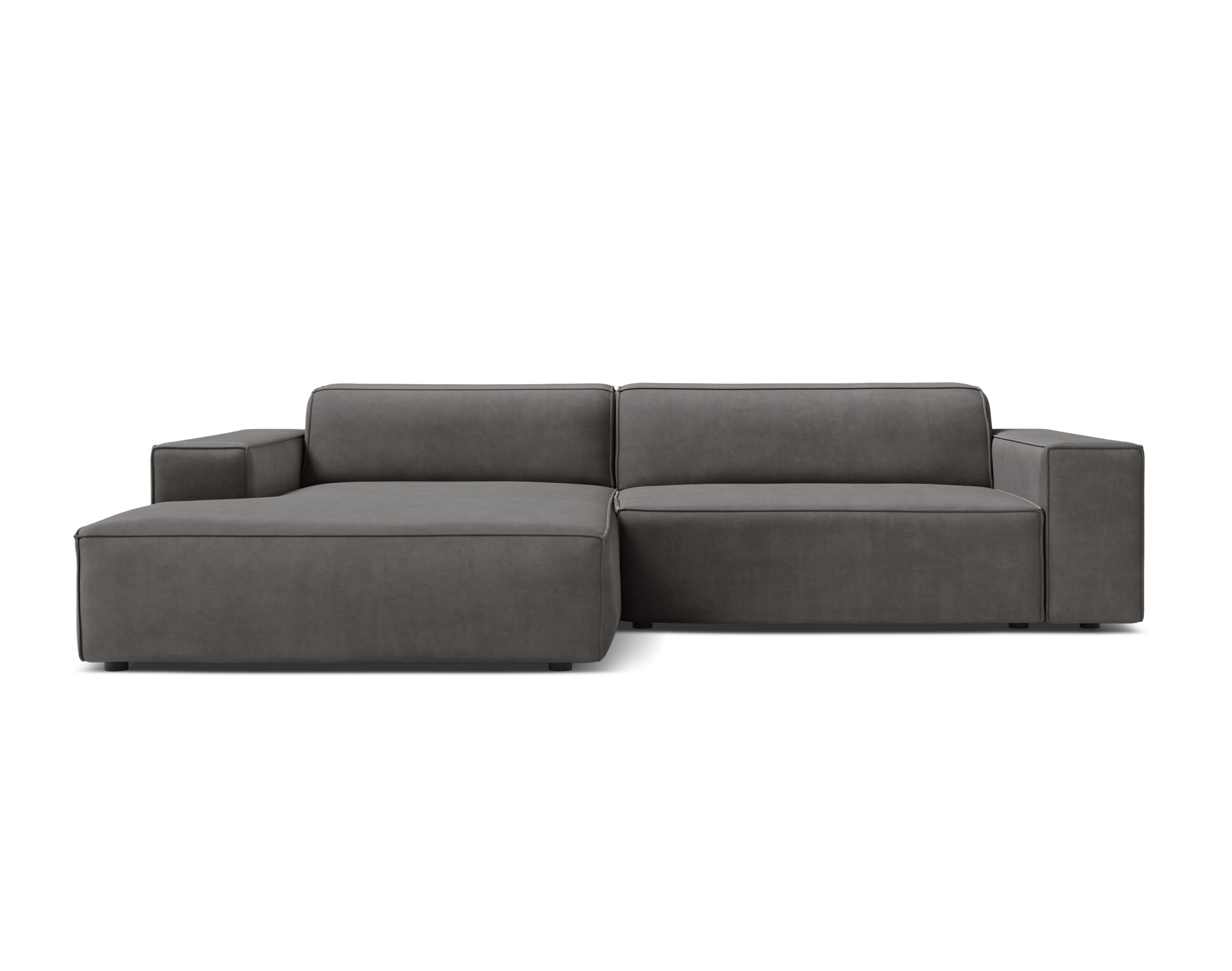 Samt-Ecksofa JODIE links, 3-Sitzer, grau