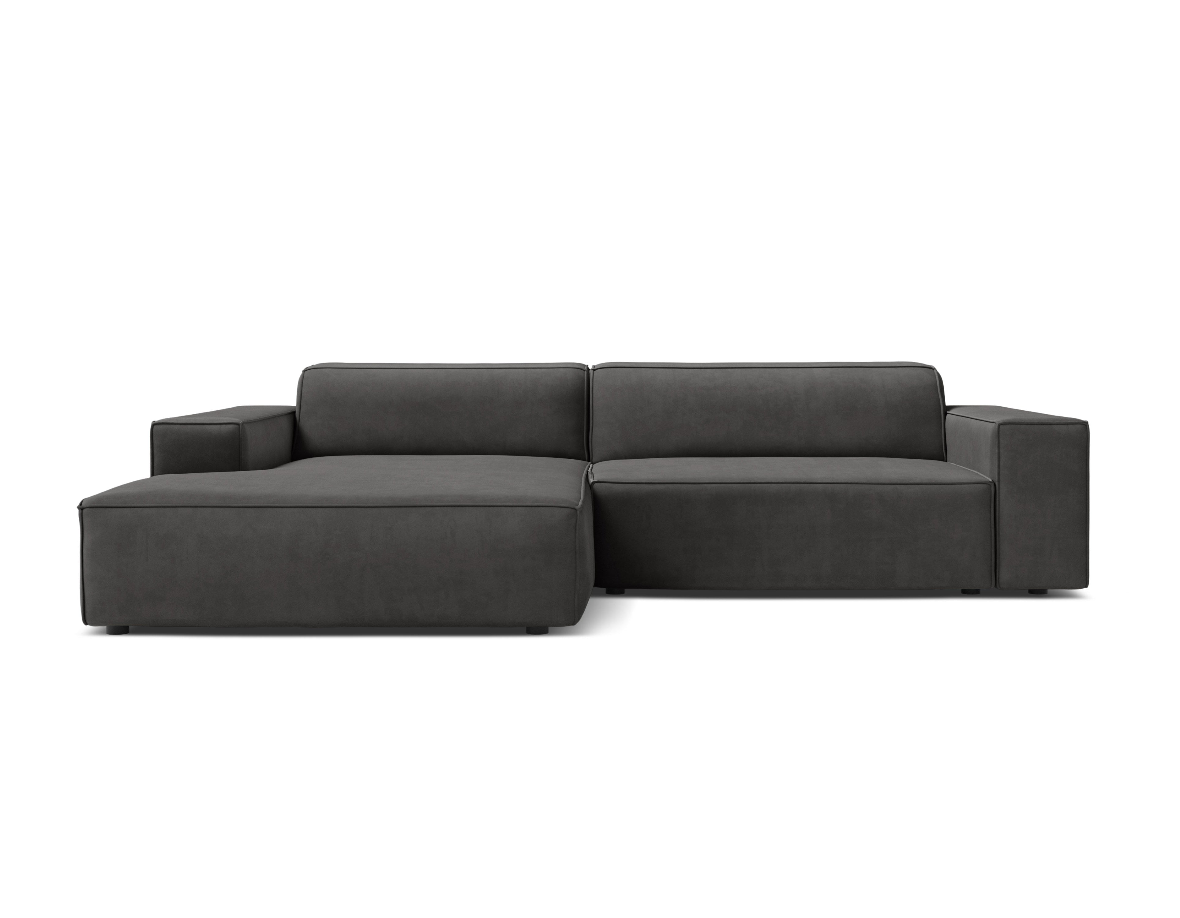 Samt-Ecksofa links 3-Sitzer JODIE dunkelgrau