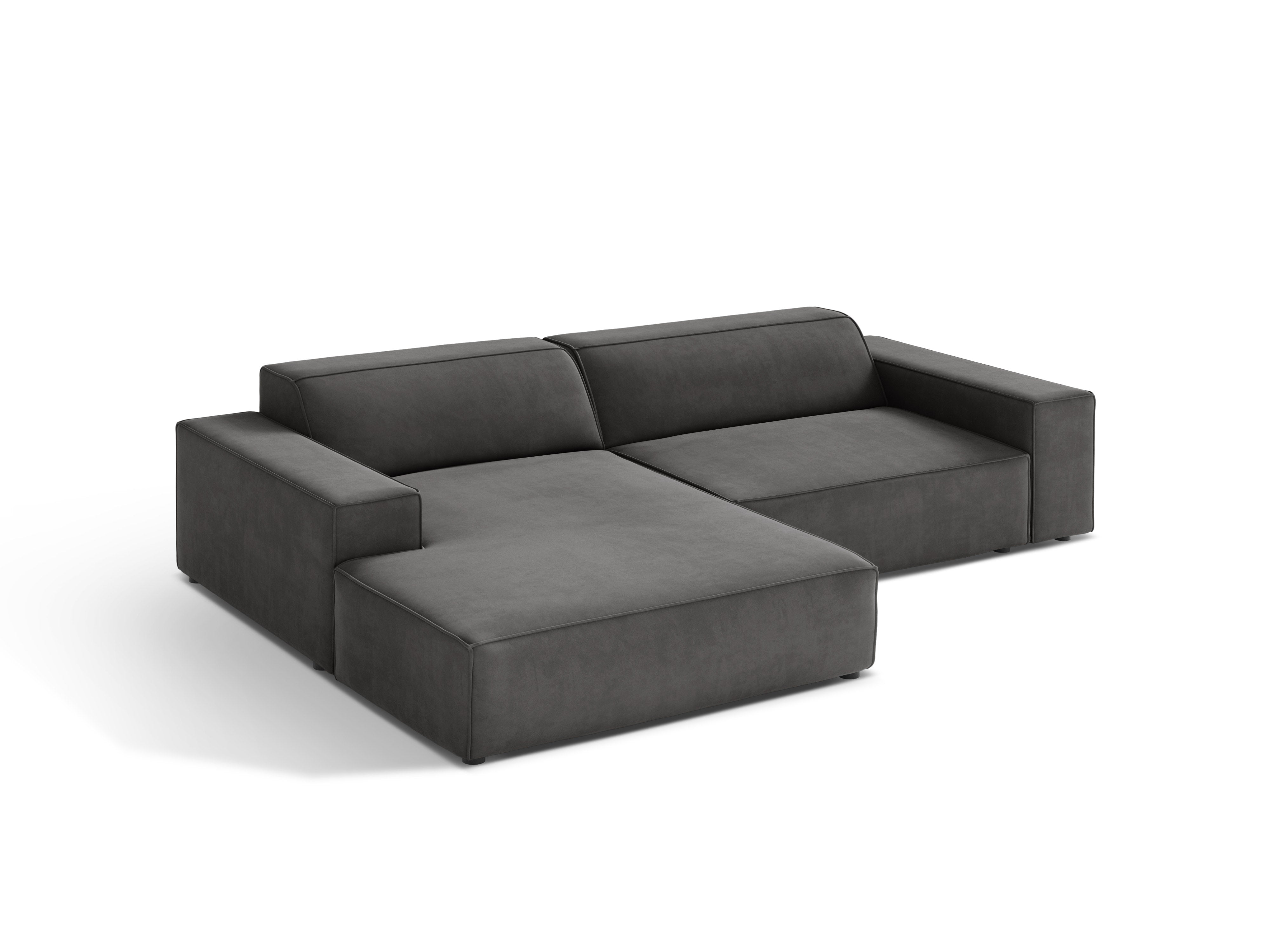 Samt-Ecksofa links 3-Sitzer JODIE dunkelgrau
