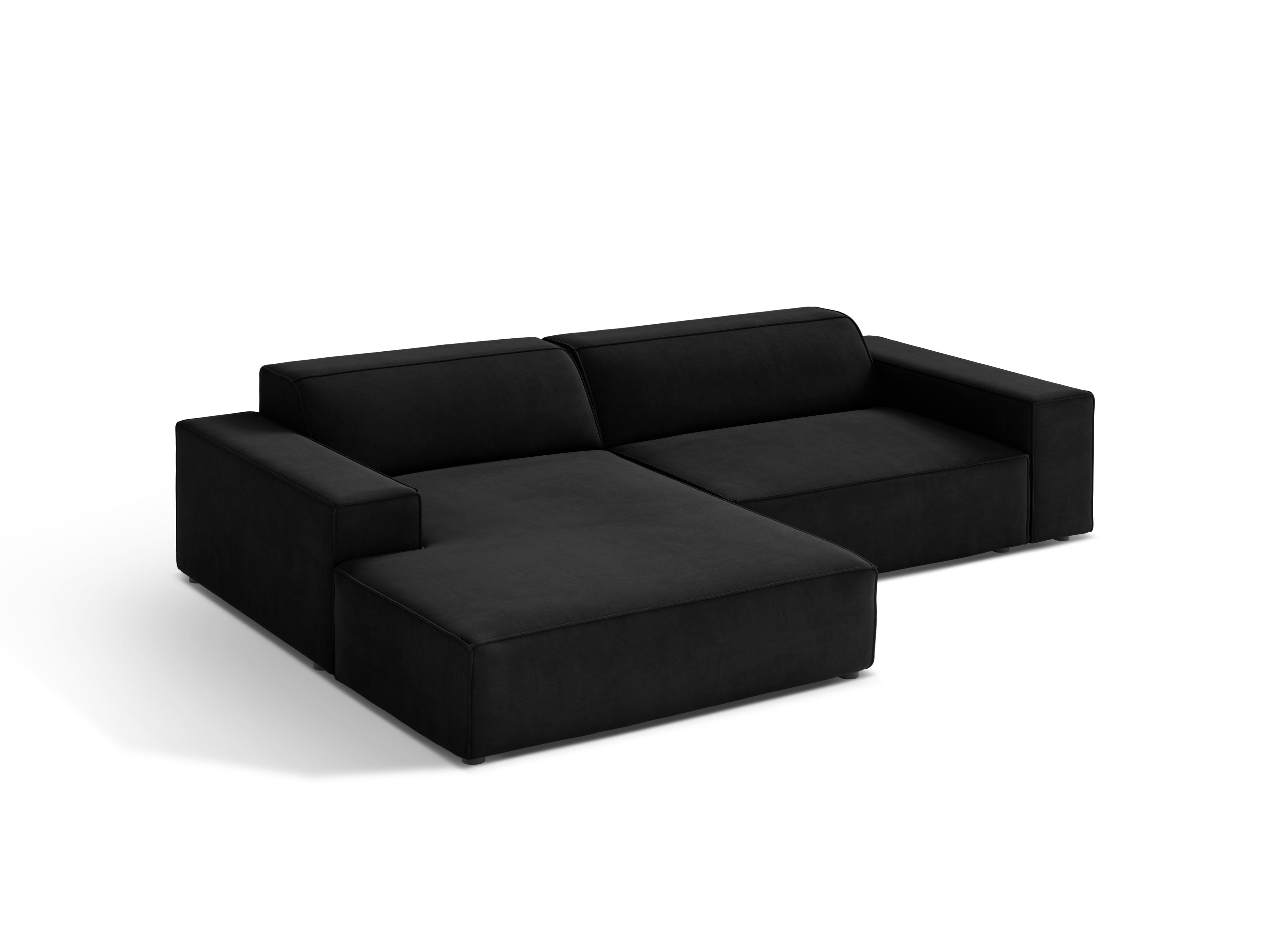 Samt-Ecksofa links 3-sitzig JODIE schwarz