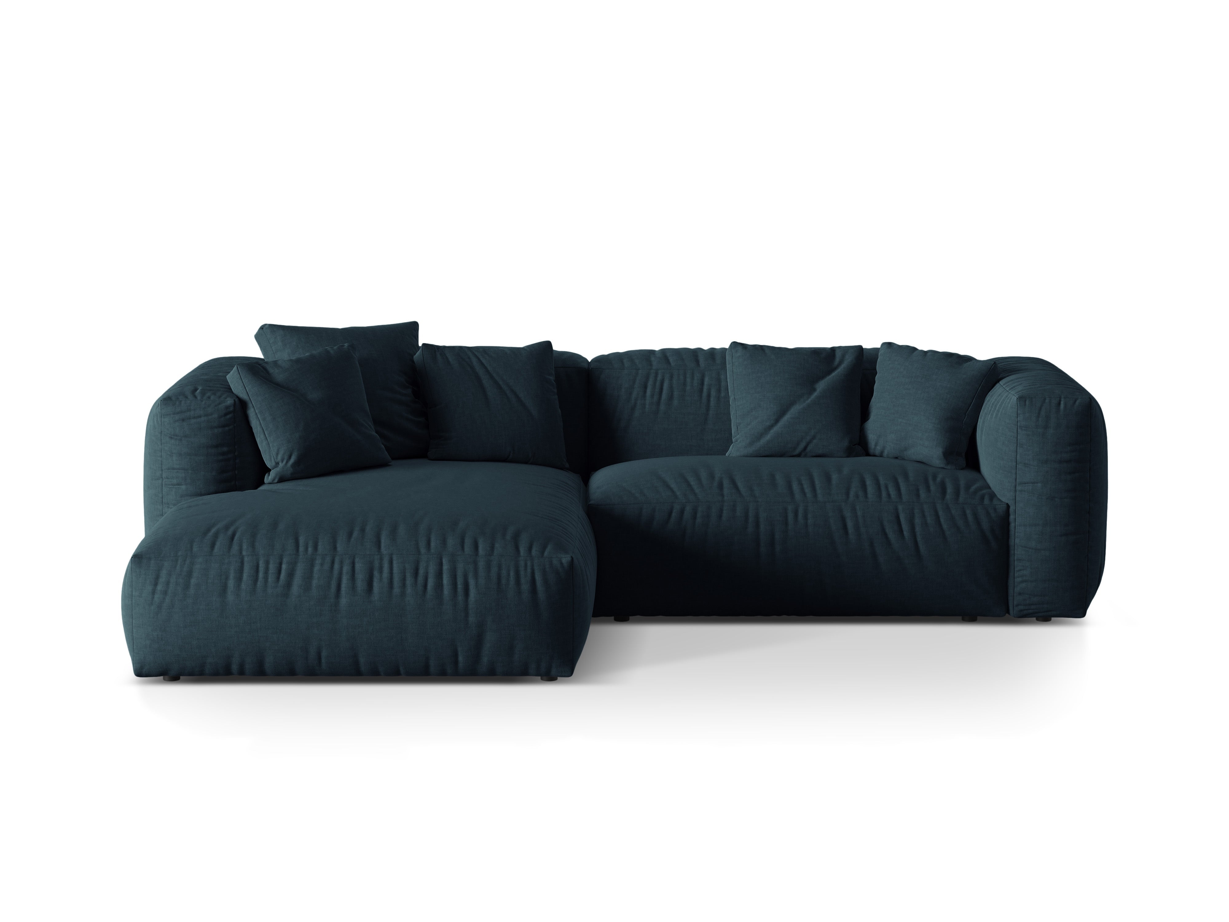 Left-hand corner of 2-person blue denim