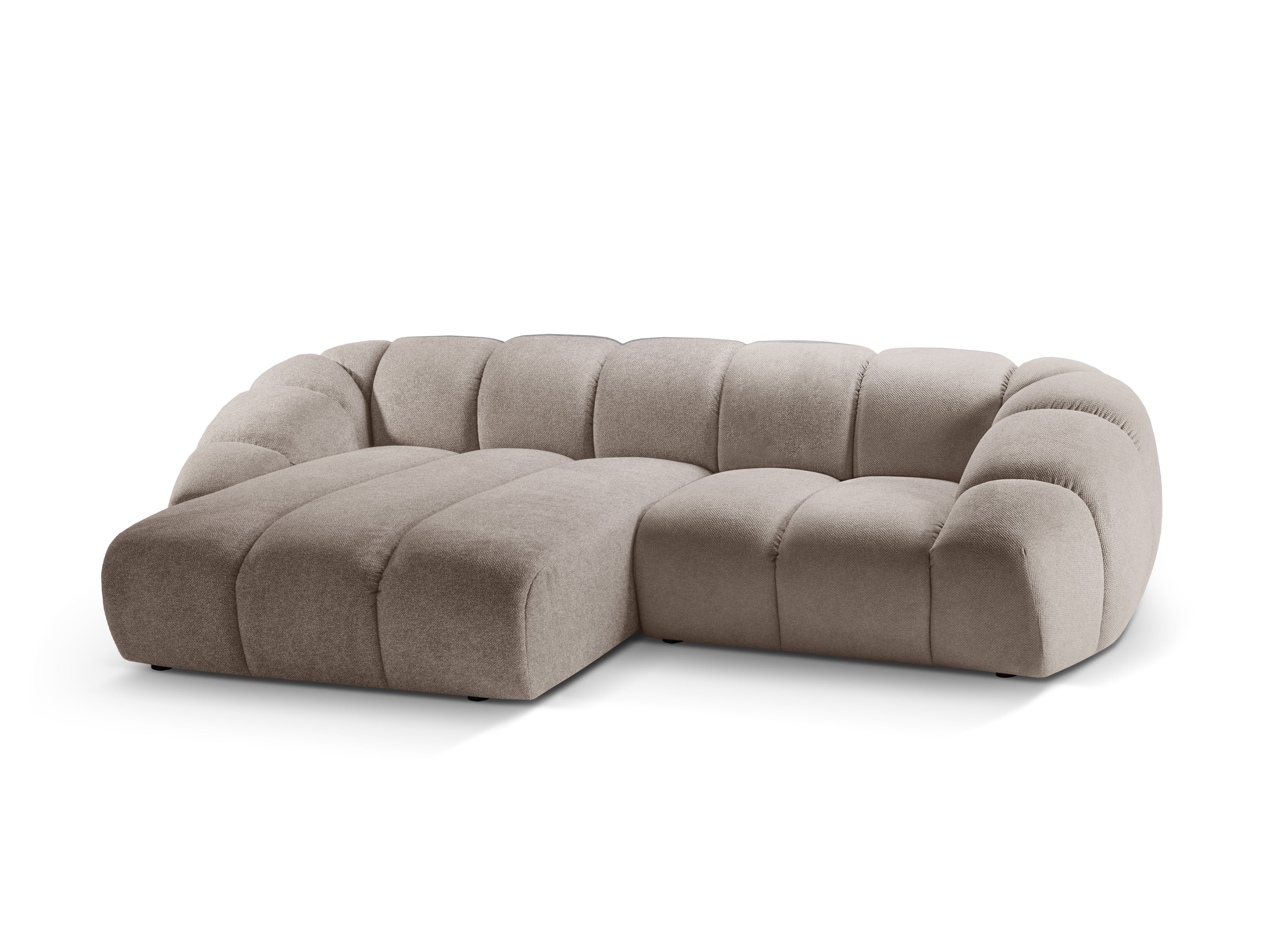 3-sitzige linke Eckcouch DIANA dunkelbeige Chenille