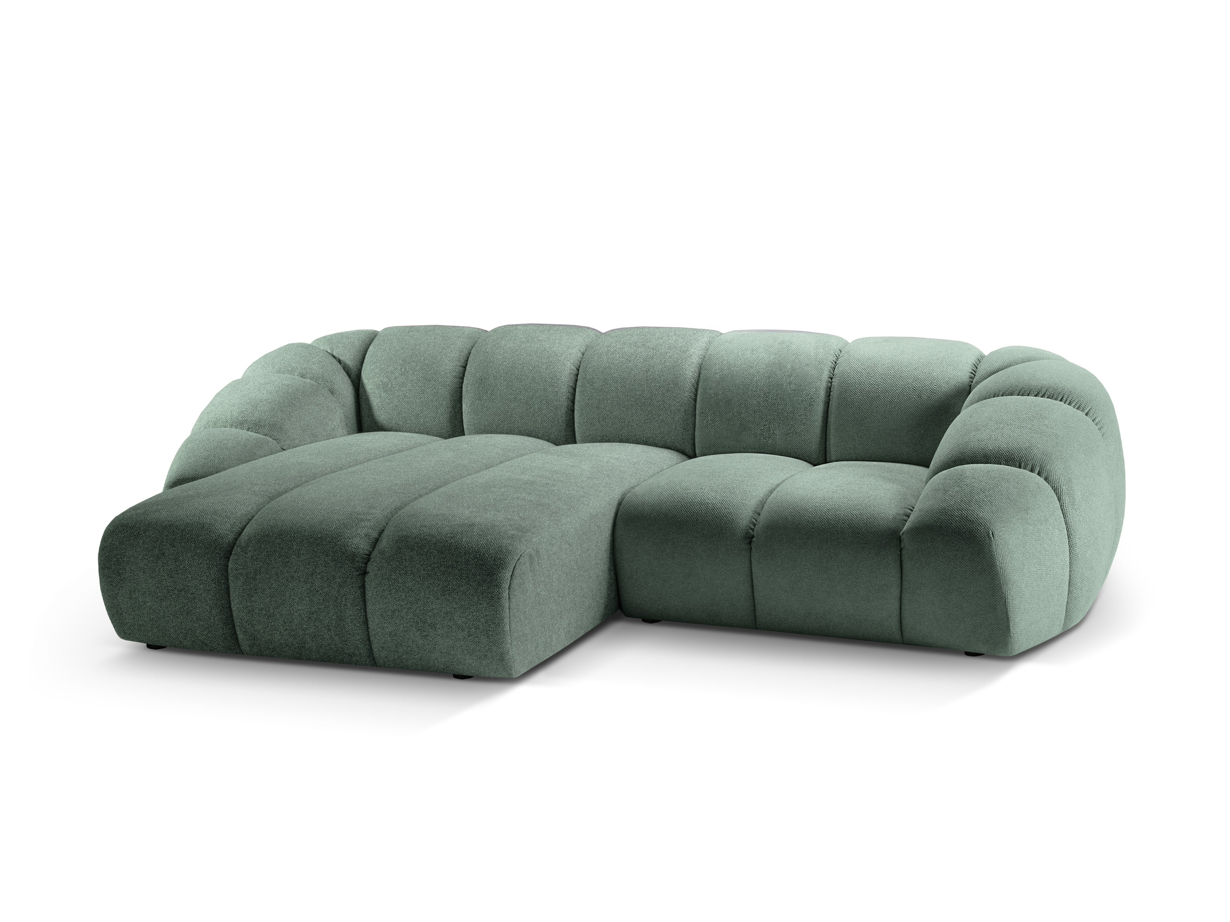 Dreisitzer-Ecksofa links DIANA mintgrüner Chenille