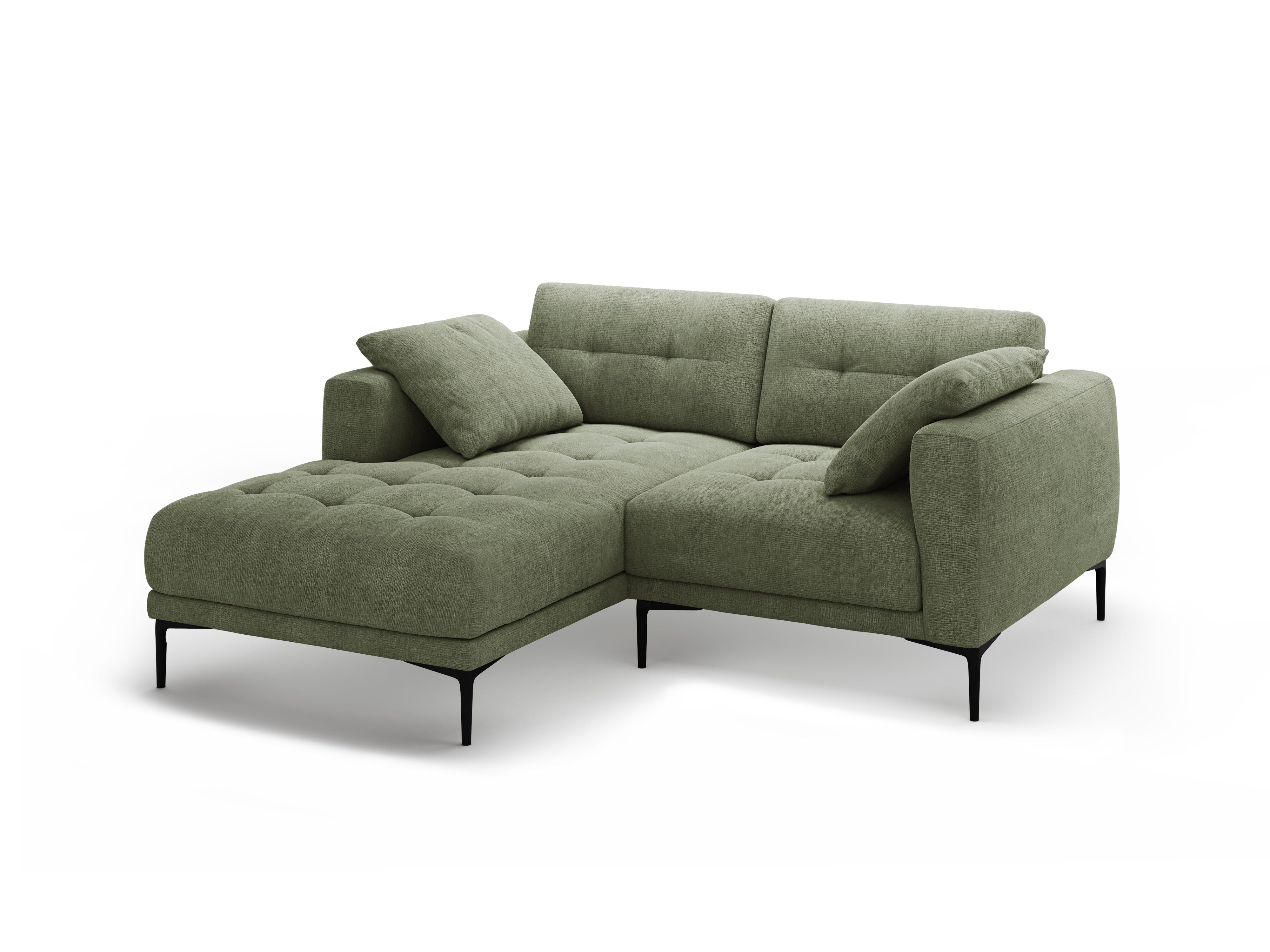 Ecksofa links BEMY olivgrüner Chenille