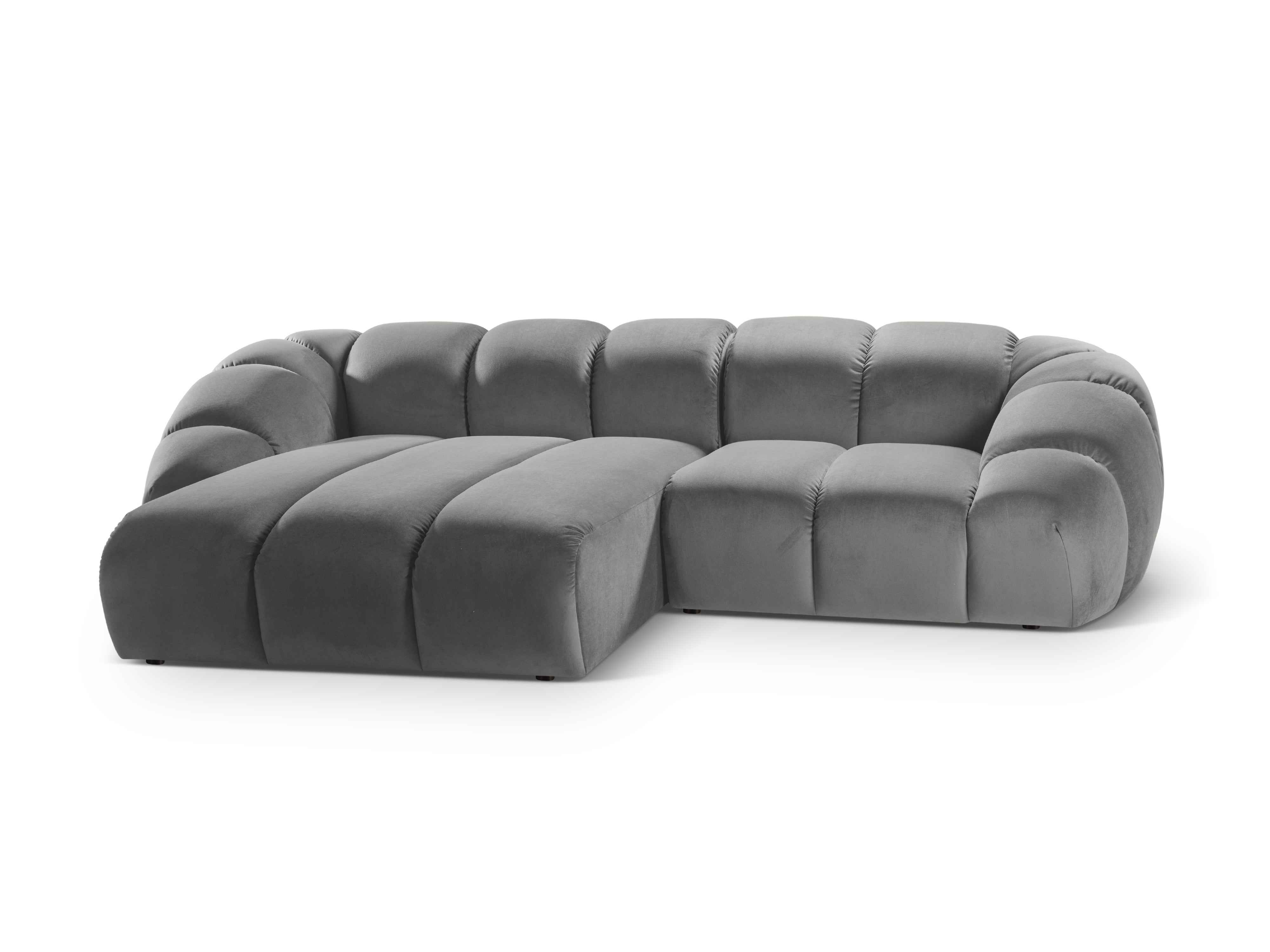 Velvet Left Corner Sofa, "Diana", 3 Seats, Gray, 294x182x72
Made in Europe