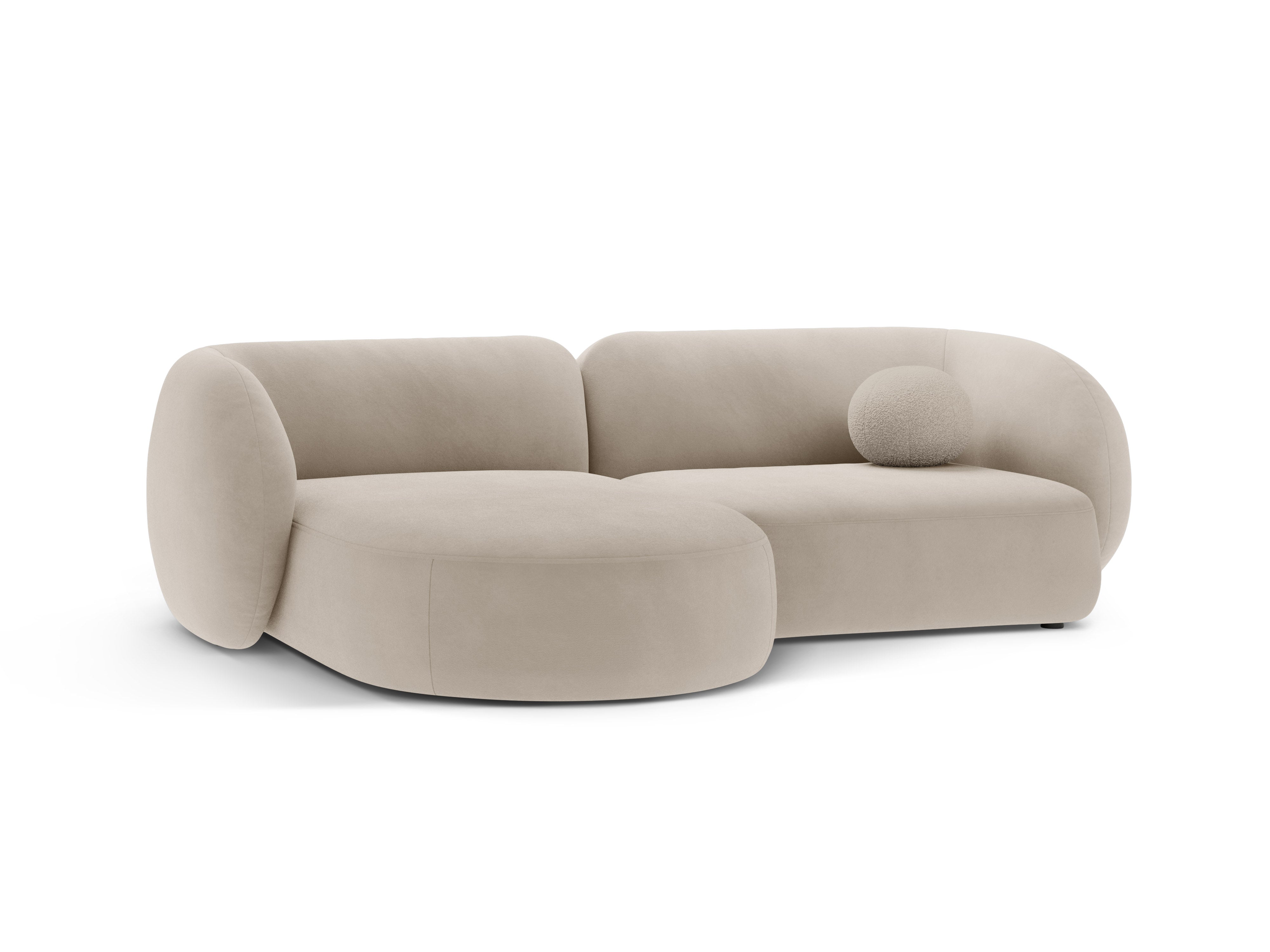 Left-facing velvet corner sofa for 2 people KATE beige