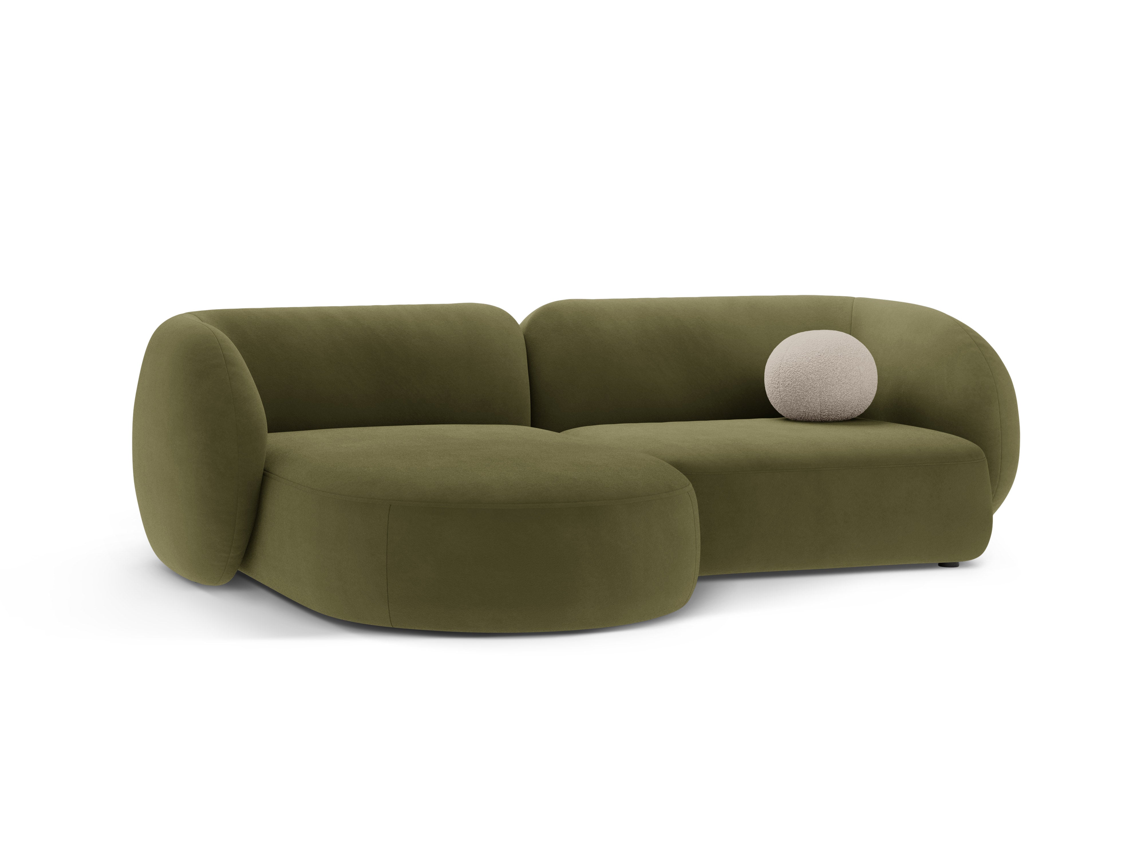 Left-facing velvet corner sofa for 2 people KATE green