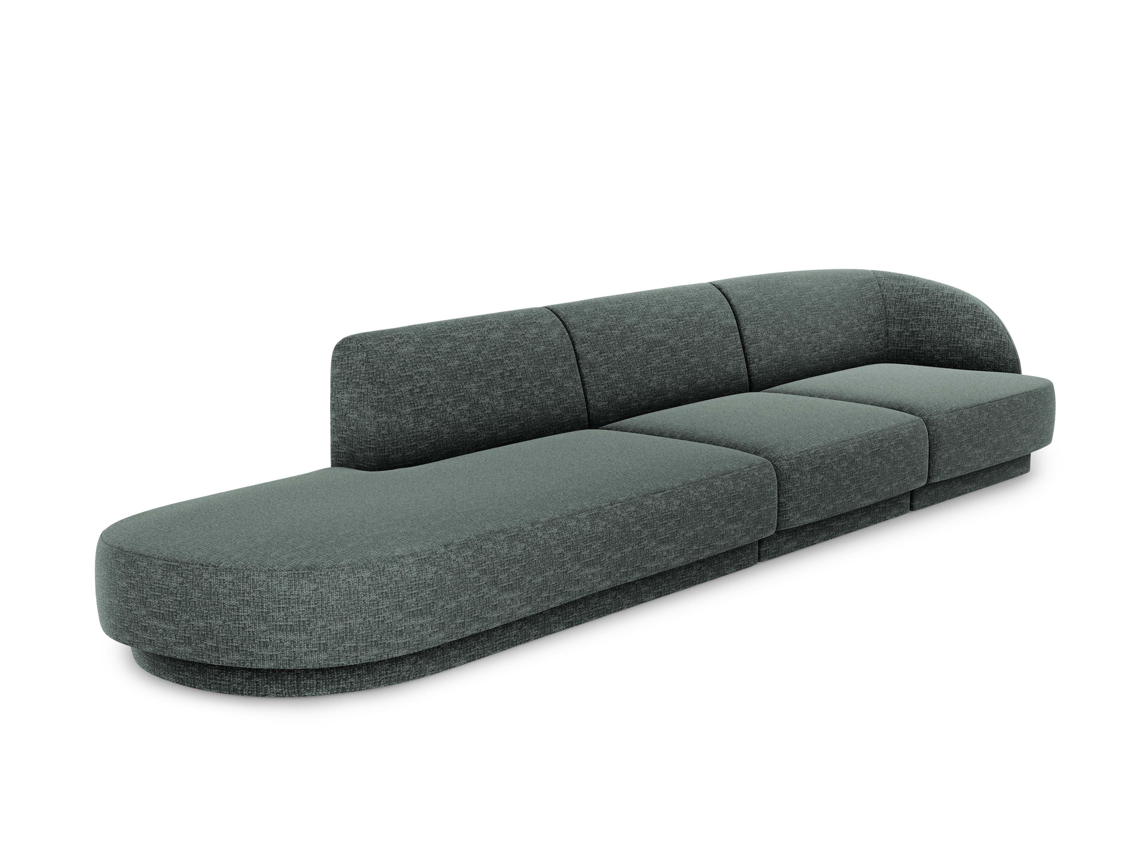 Sofa lewostronna 4-osobowa w tkaninie szenilowej otwarta MILEY petrol Micadoni    Eye on Design