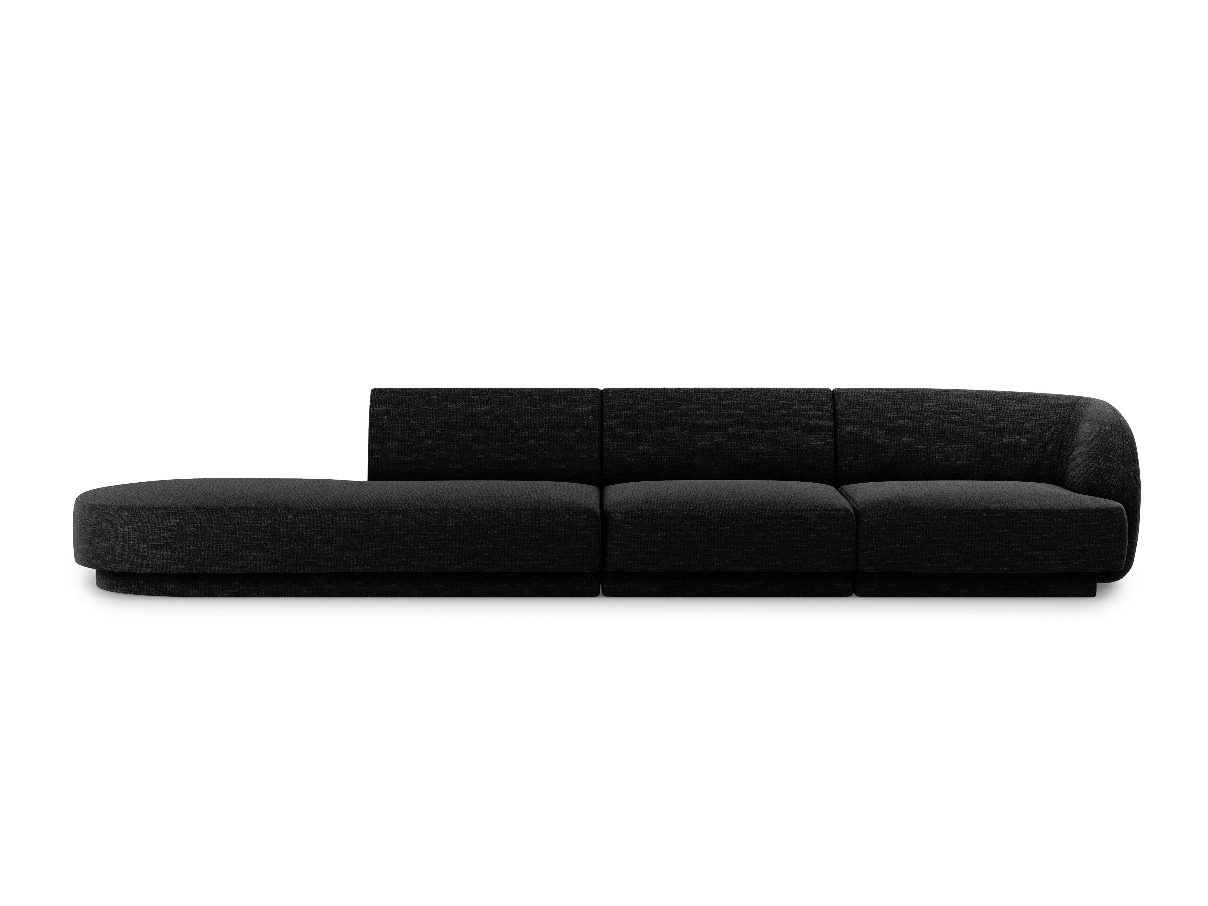 Sofa offene linke 4-sitzige offene MILEY schwarze Chenille