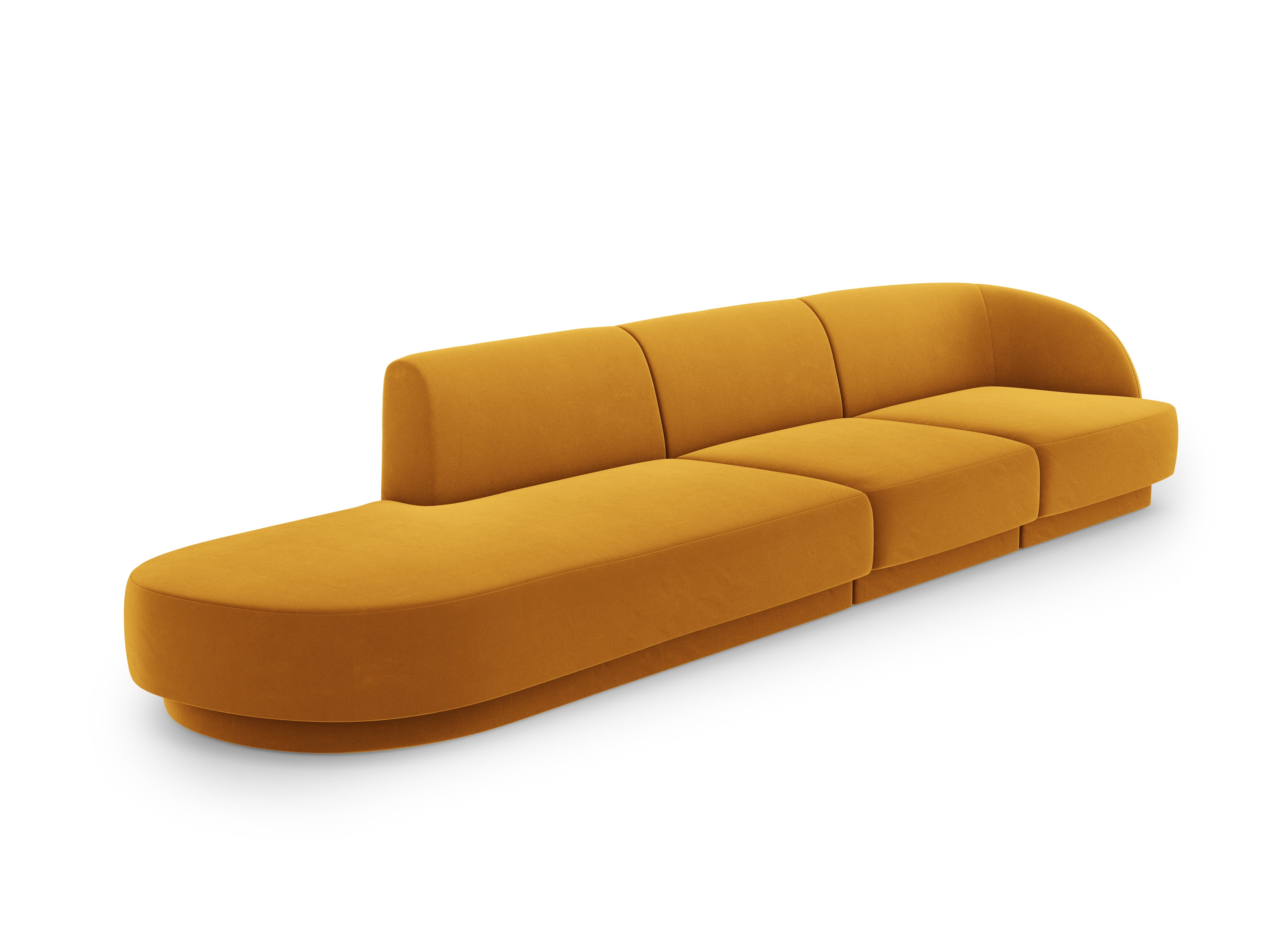 Sofa aksamitna lewostronna 4-osobowa otwarta MILEY żółty Micadoni    Eye on Design