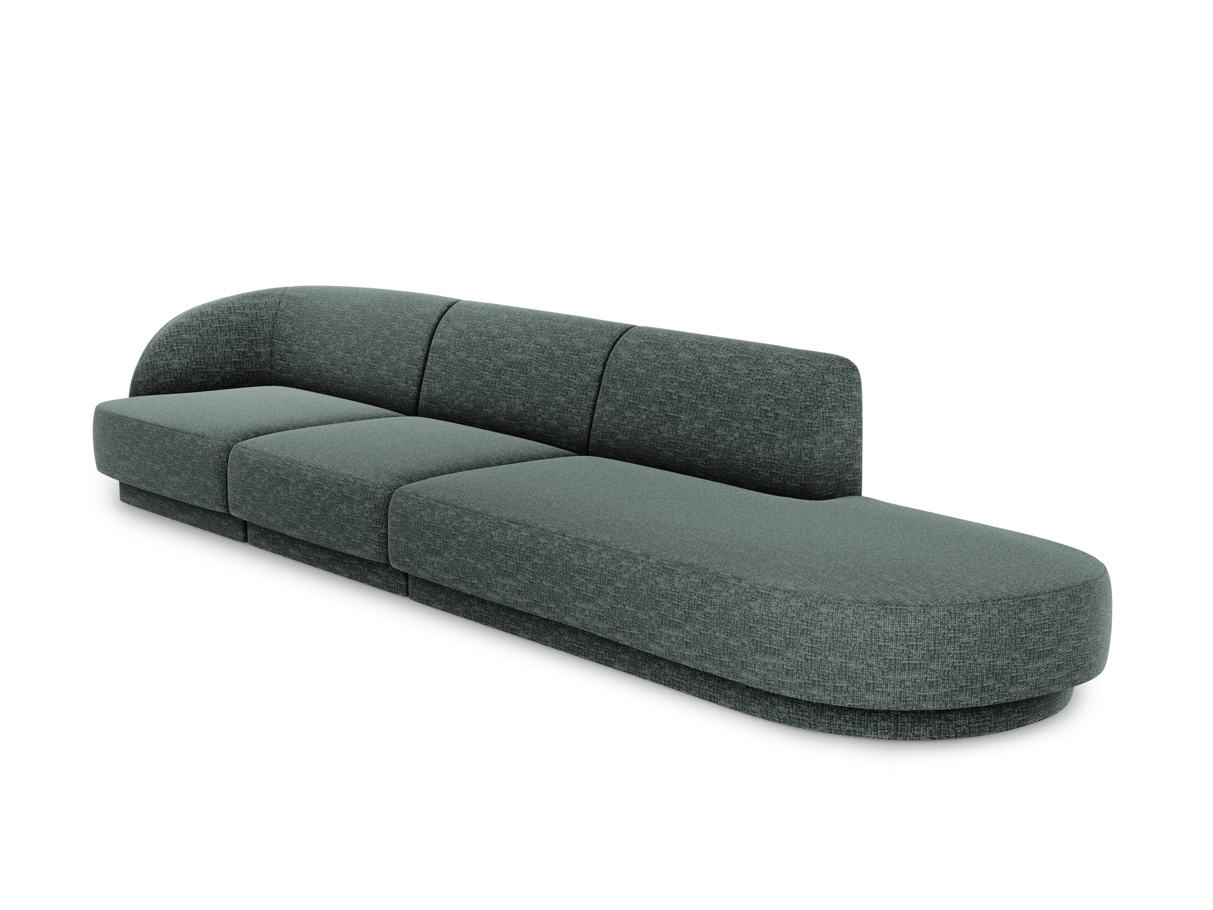 Sofa prawostronna 4-osobowa w tkaninie szenilowej otwarta MILEY petrol Micadoni    Eye on Design
