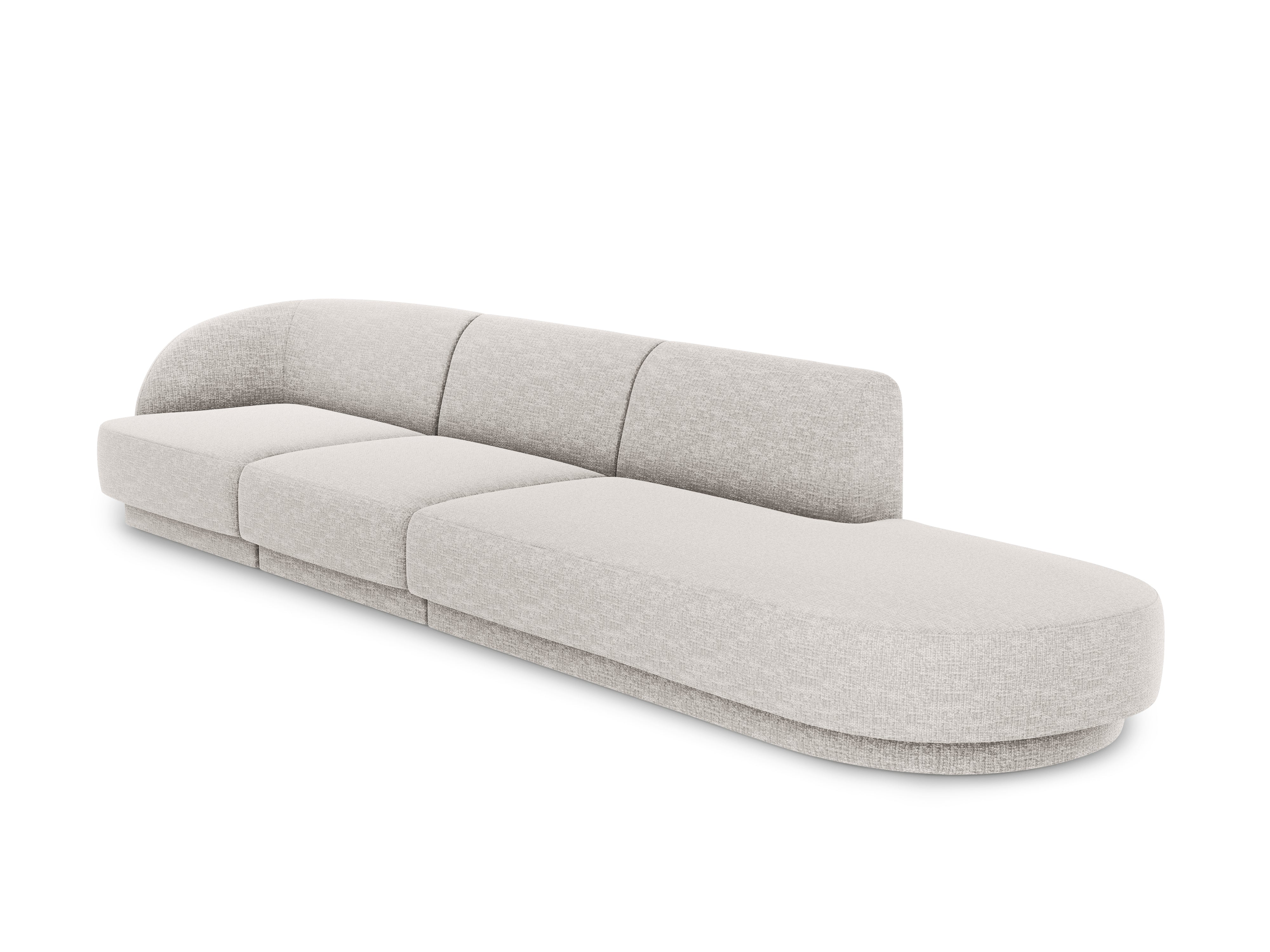 Sofa prawostronna 4-osobowa w tkaninie szenilowej otwarta MILEY jasnoszary Micadoni    Eye on Design