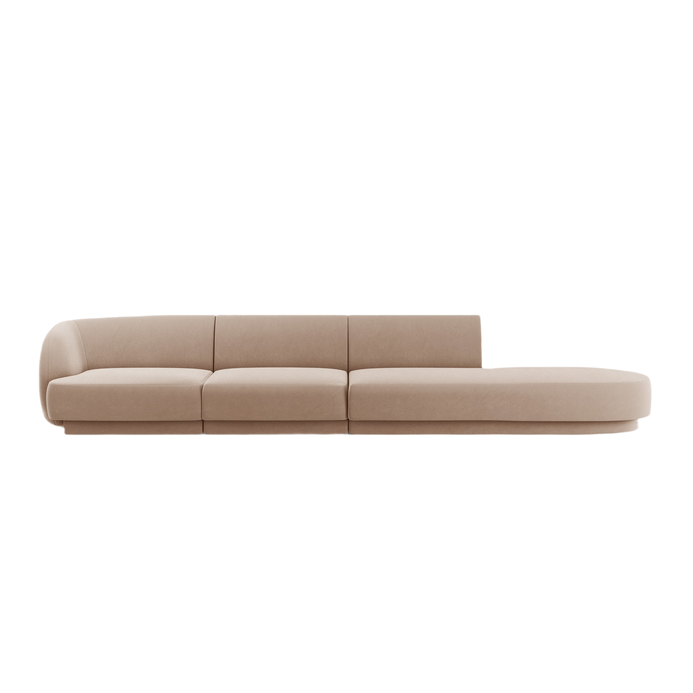Sofa aus Samt, rechtsseitig, 4-sitzig, offen, MILEY cappuccino