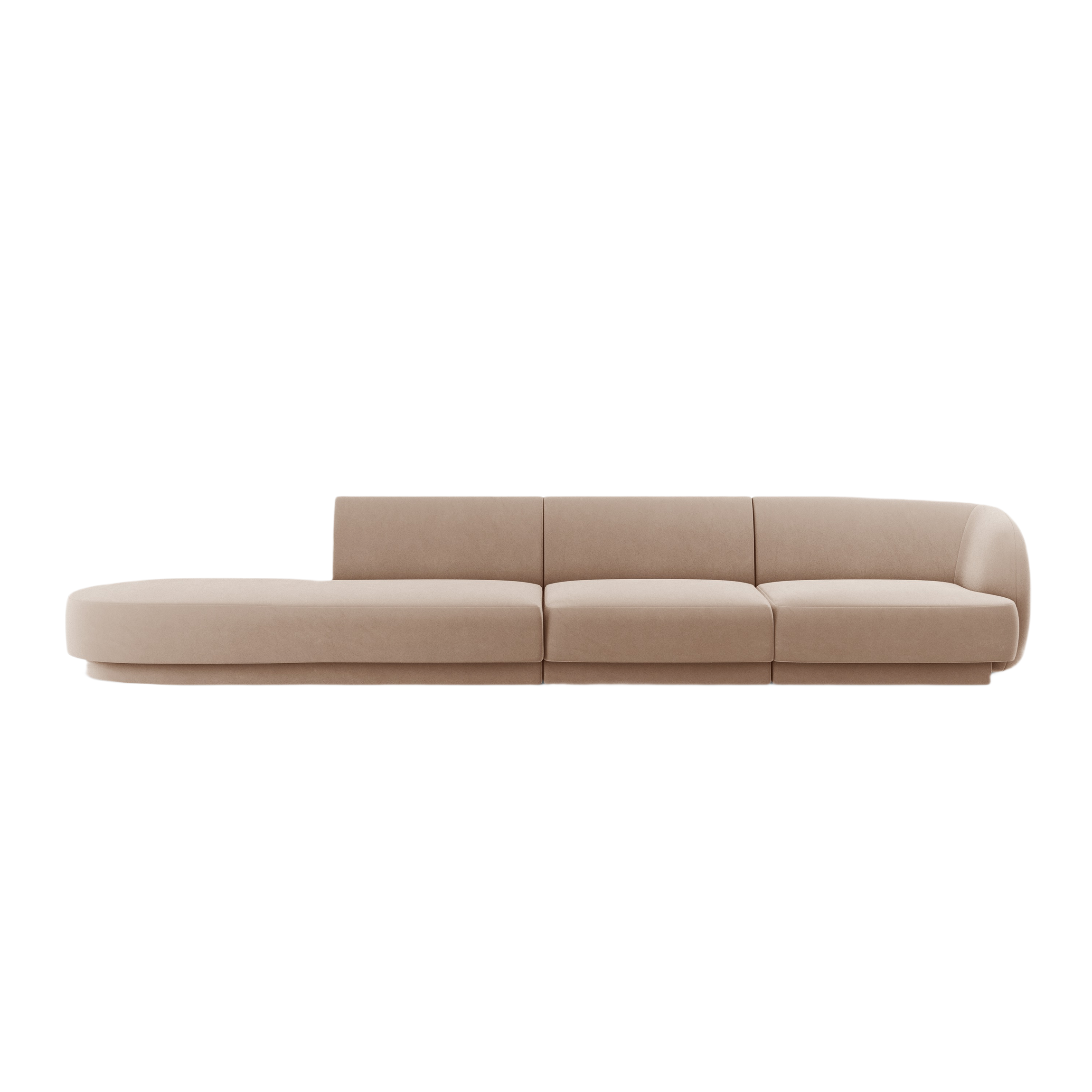 Samtsofa linksseitig 4-sitzig offen MILEY cappuccino