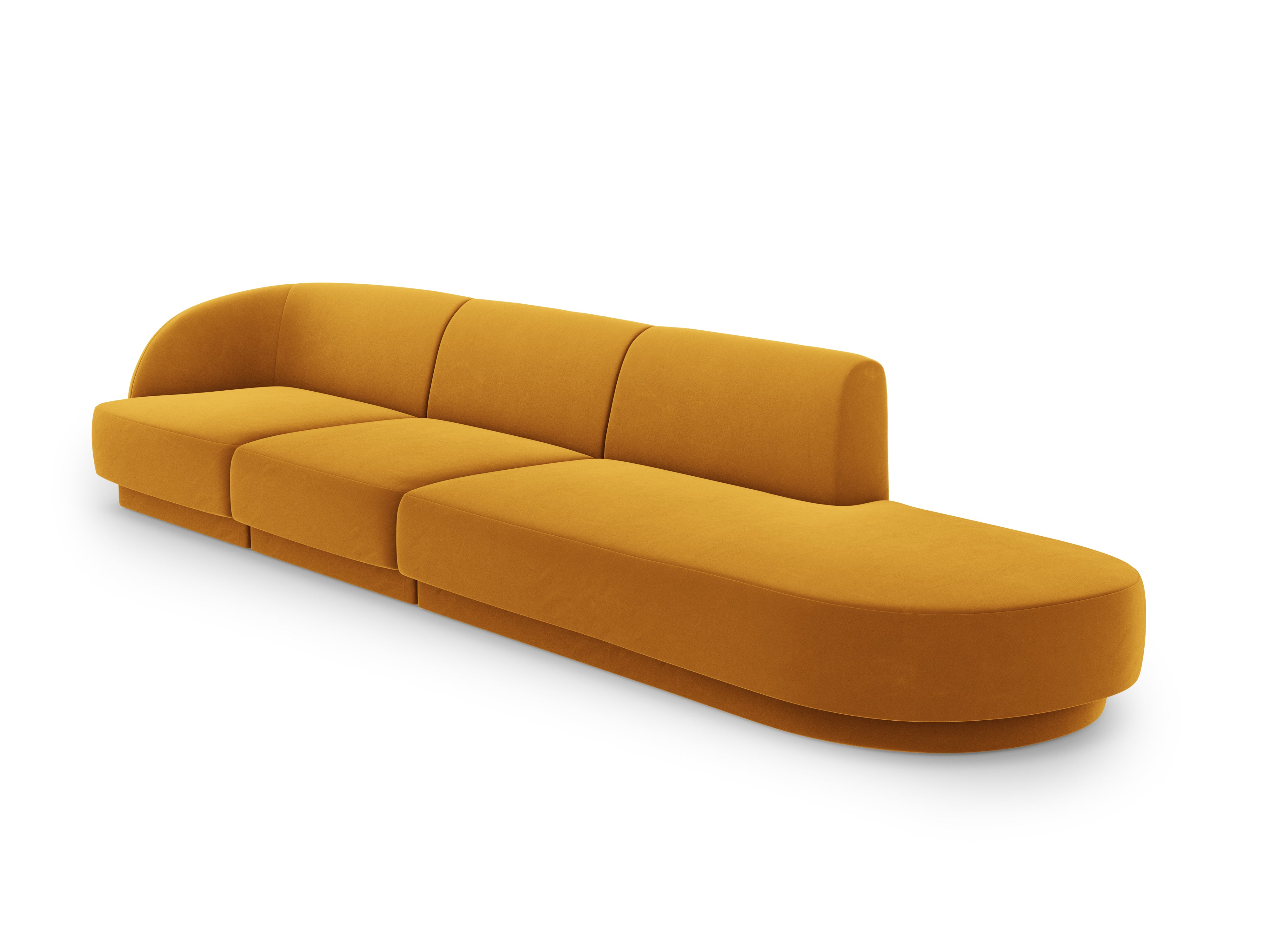 Sofa aksamitna prawostronna 4-osobowa otwarta MILEY żółty Micadoni    Eye on Design