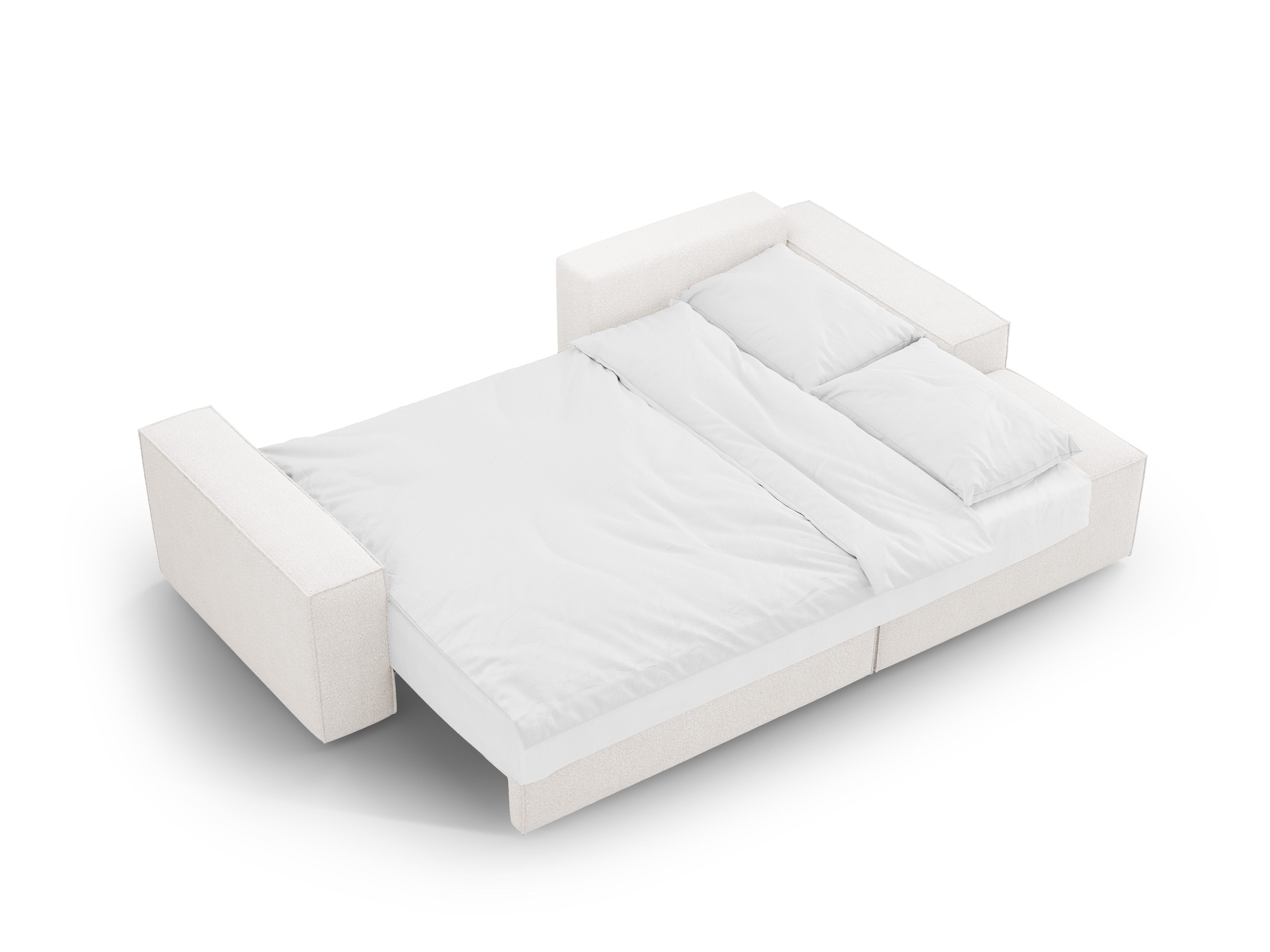 Right-facing corner sofa bed JODIE white boucle