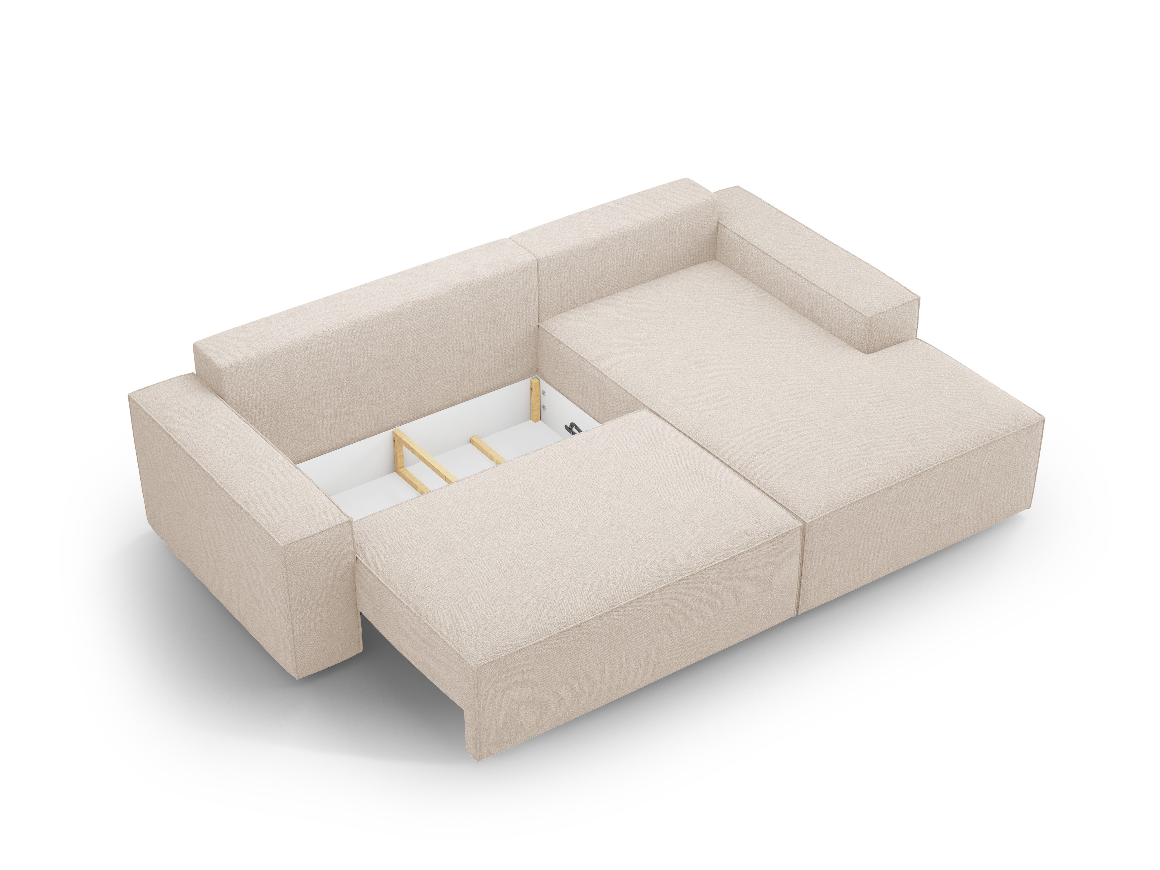 Right-facing corner sofa bed JODIE beige boucle