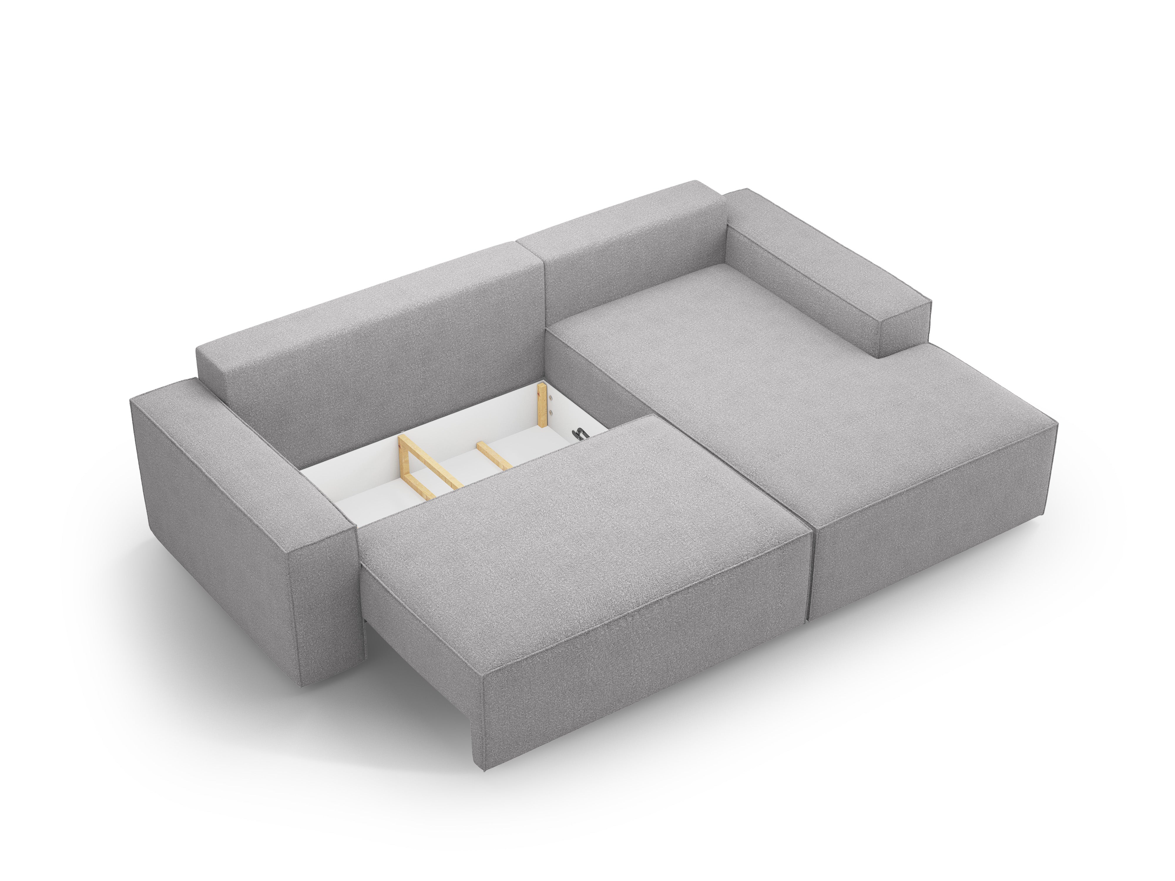 Right-facing corner sofa bed JODIE light gray boucle