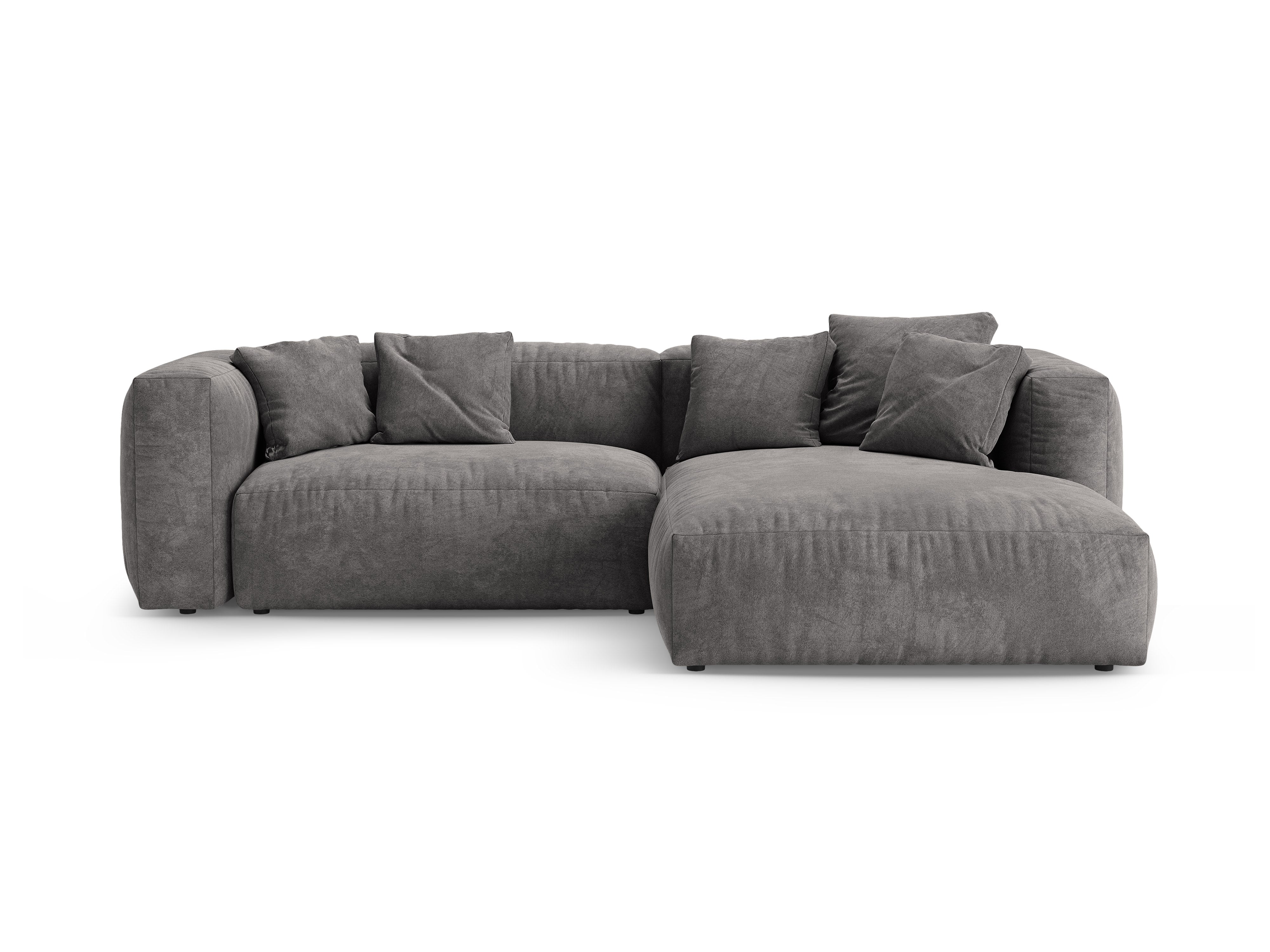 Samt-Ecksofa rechts mit Schlaffunktion MARTINA grau [Ewelina]